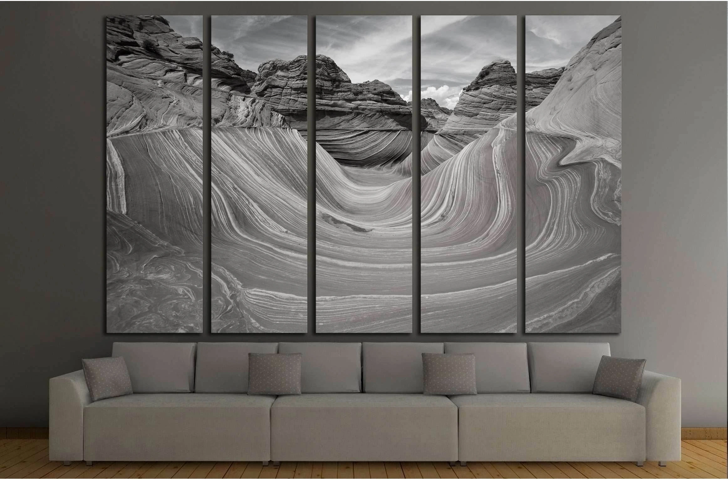 The Wave black and white №2929 Ready to Hang Canvas Print - Zellart Canvas Prints ALL_Products, s-2929