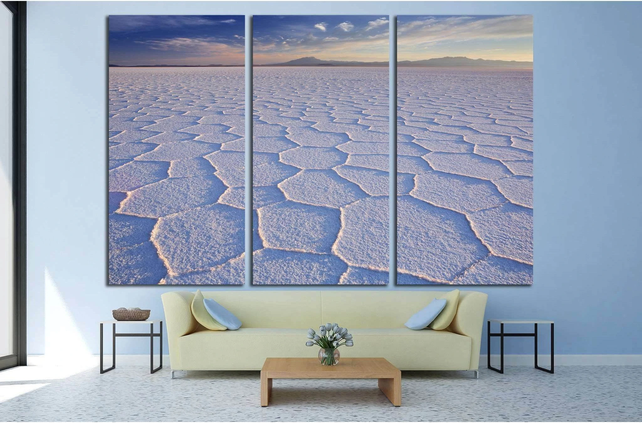 The world's largest salt flat, Salar de Uyuni in Bolivia, photographed at sunrise №1981 Ready to Hang Canvas Print - Zellart Canvas Prints ALL_Products, s-1981