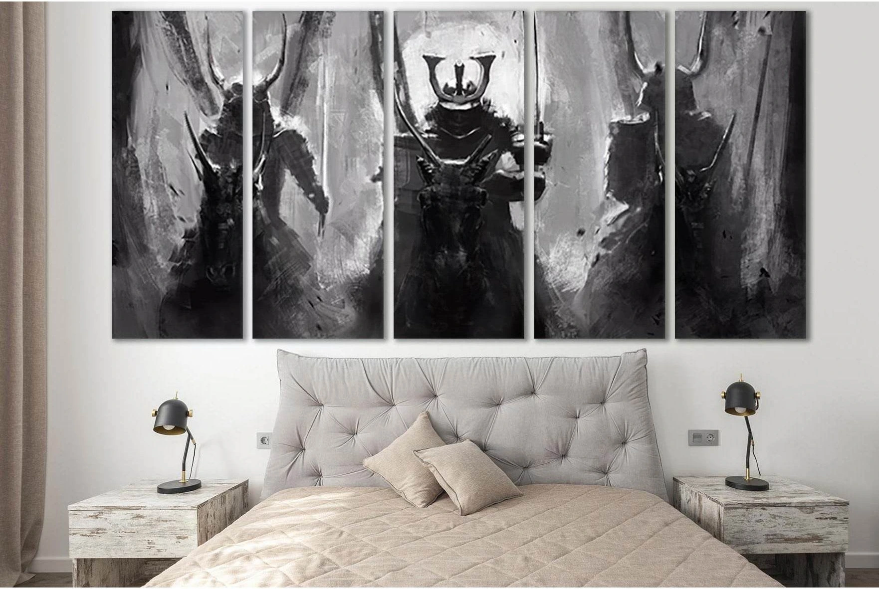 Three Magical Samurai №SL1245 Ready to Hang Canvas Print - Zellart Canvas Prints 0new, ALL_Products, Fantasy And Sci Fi Wall Art