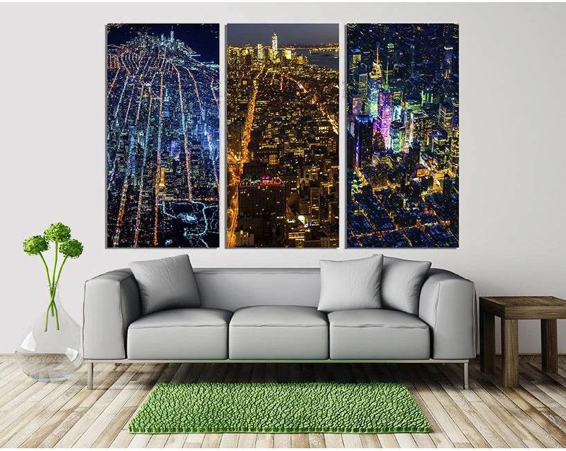 Three-panel cityscapes Canvas Print - Zellart Canvas Prints 0new, 3, Abstract art, ALL_Products, cityscapes & architecture