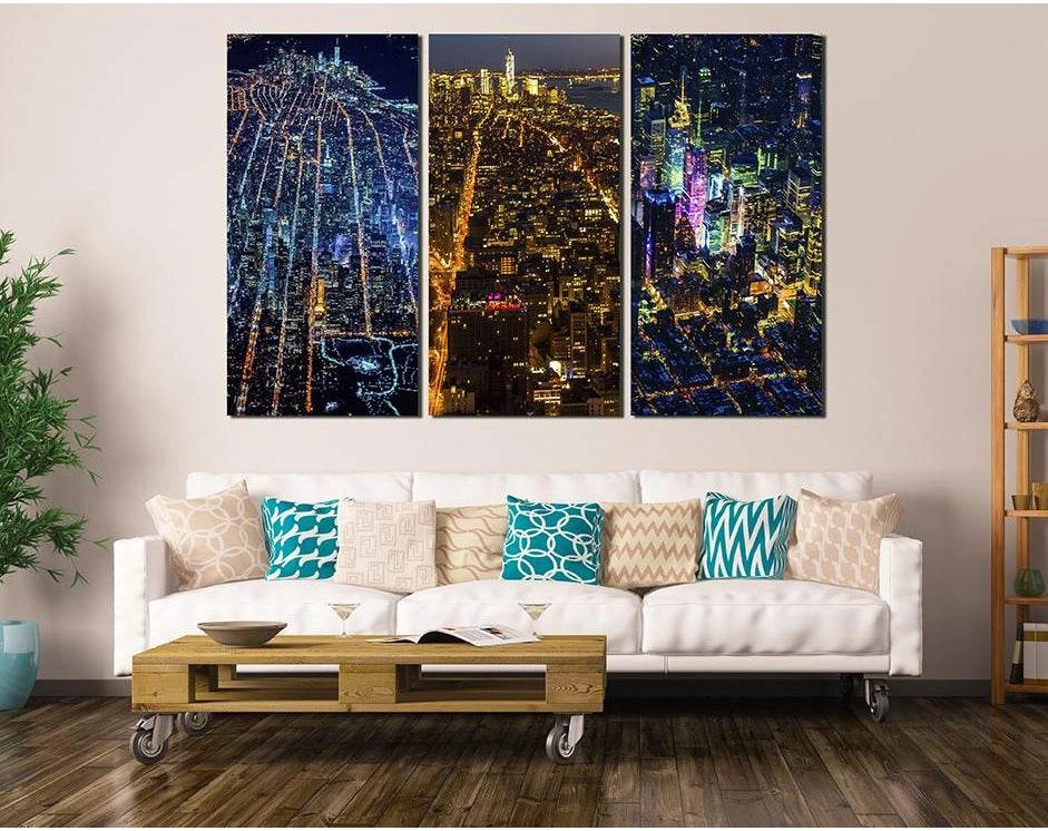 Three-panel cityscapes Canvas Print - Zellart Canvas Prints 0new, 3, Abstract art, ALL_Products, cityscapes & architecture