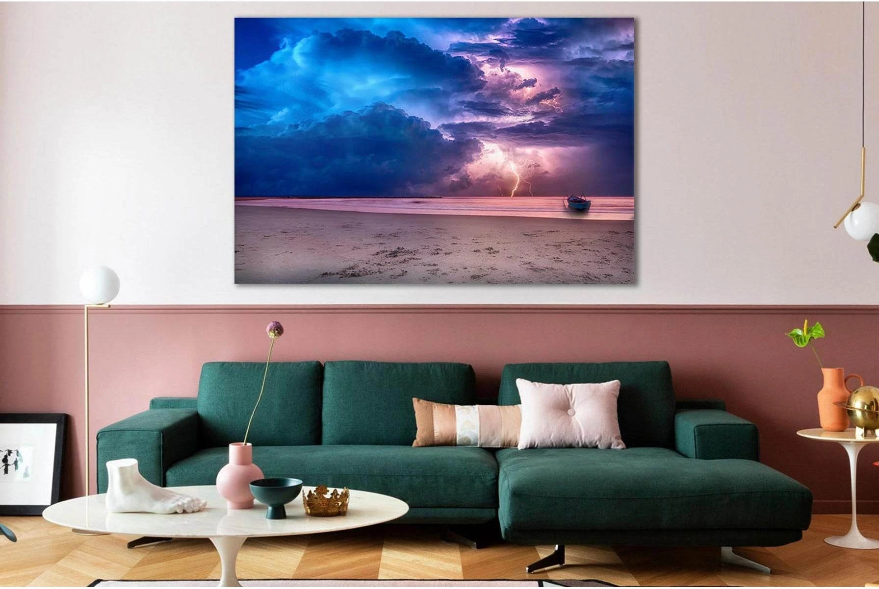 Thunderstorm Clouds On The Sea №SL179 Ready to Hang Canvas Print - Zellart Canvas Prints 0new, ALL_Products, Beach Ocean & Waves