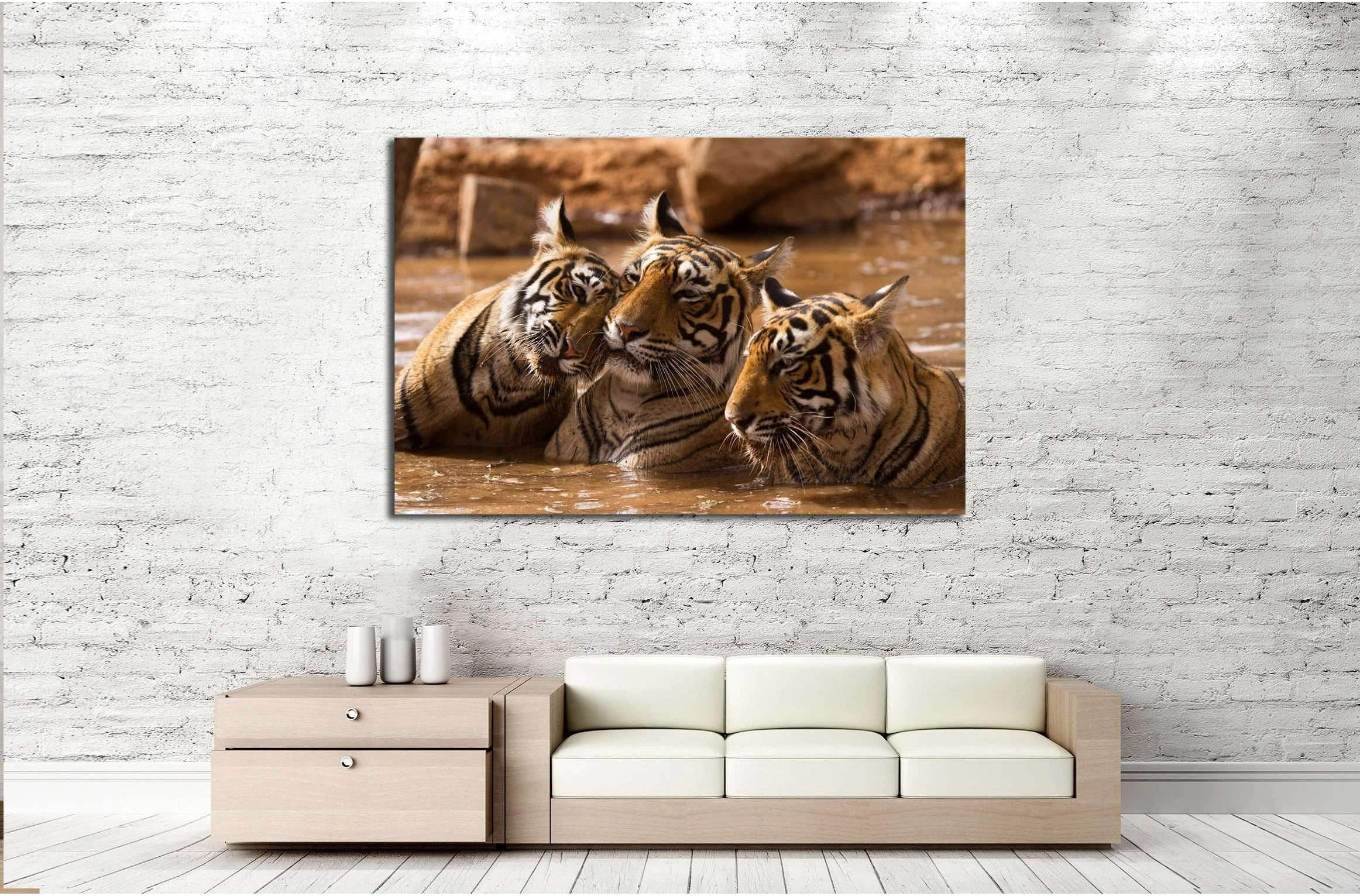 Tiger Family №2342 Ready to Hang Canvas Print - Zellart Canvas Prints ALL_Products, s-2342, Tiger