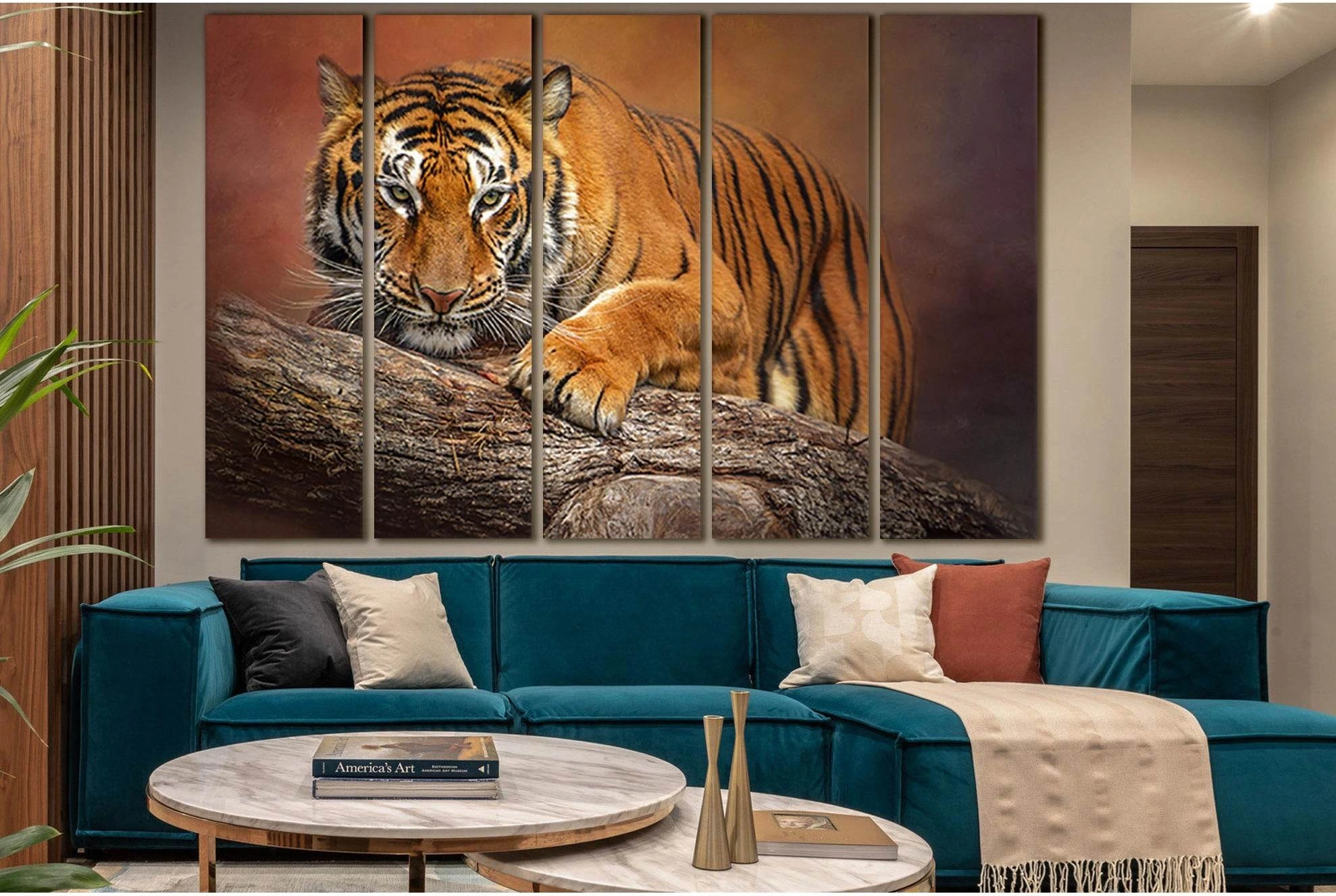 Tiger On A Log №SL1013 Ready to Hang Canvas Print - Zellart Canvas Prints 0new, ALL_Products, Animals & Wildlife, Tiger