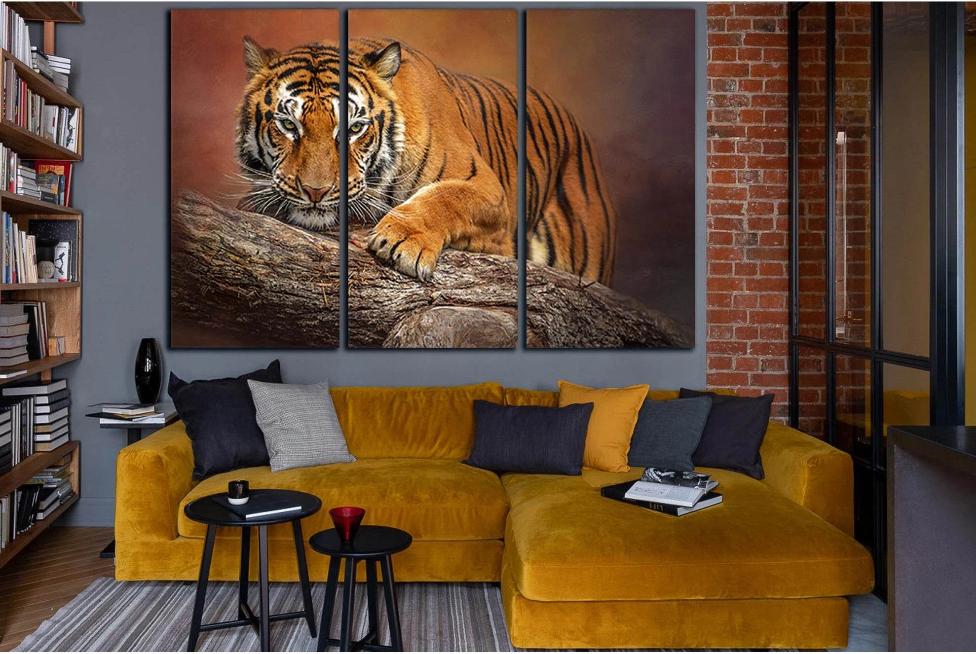 Tiger On A Log №SL1013 Ready to Hang Canvas Print - Zellart Canvas Prints 0new, ALL_Products, Animals & Wildlife, Tiger