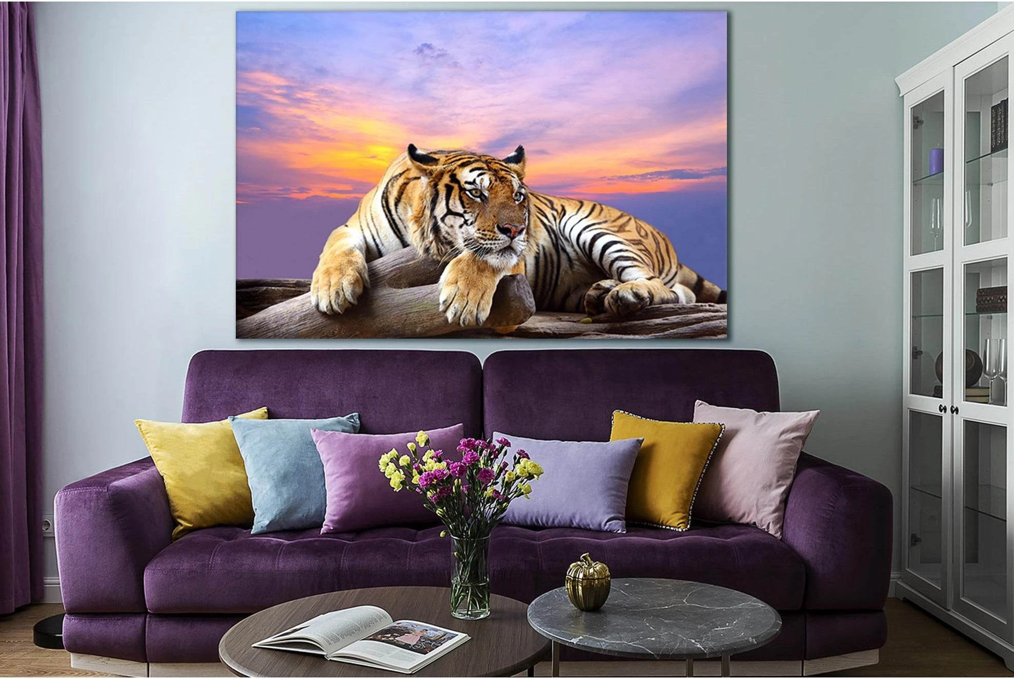 Tiger Resting On A Log №SL1034 Ready to Hang Canvas Print - Zellart Canvas Prints 0new, ALL_Products, Animals & Wildlife, Tiger