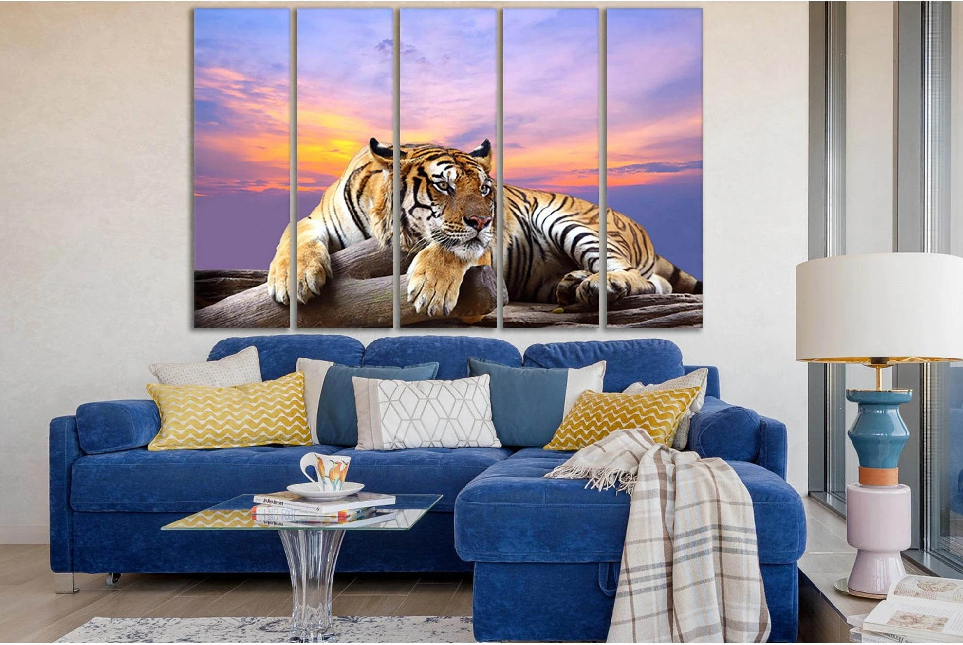 Tiger Resting On A Log №SL1034 Ready to Hang Canvas Print - Zellart Canvas Prints 0new, ALL_Products, Animals & Wildlife, Tiger