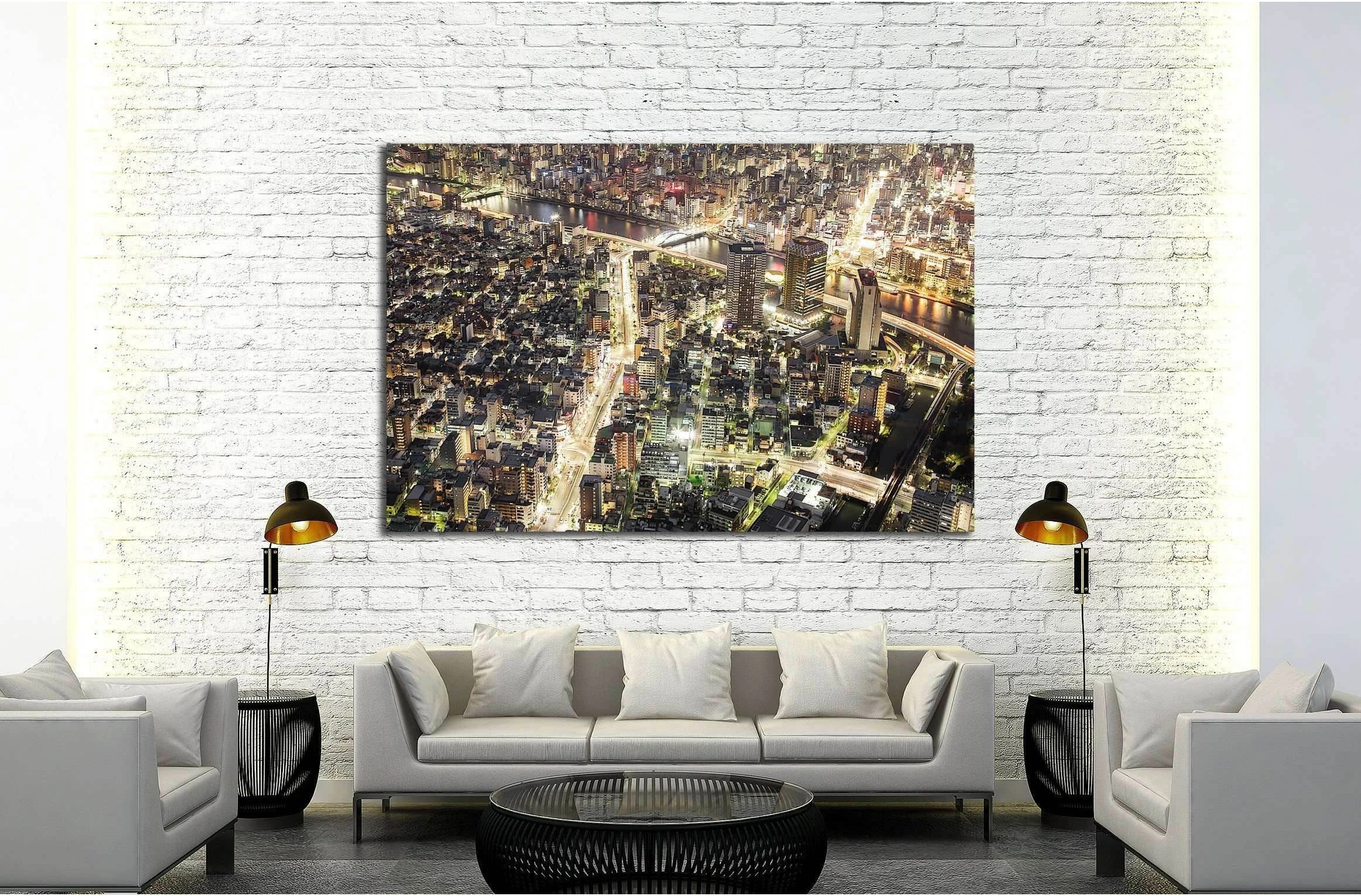 Tokyo city sky view at night №2244 Ready to Hang Canvas Print - Zellart Canvas Prints ALL_Products, s-2244