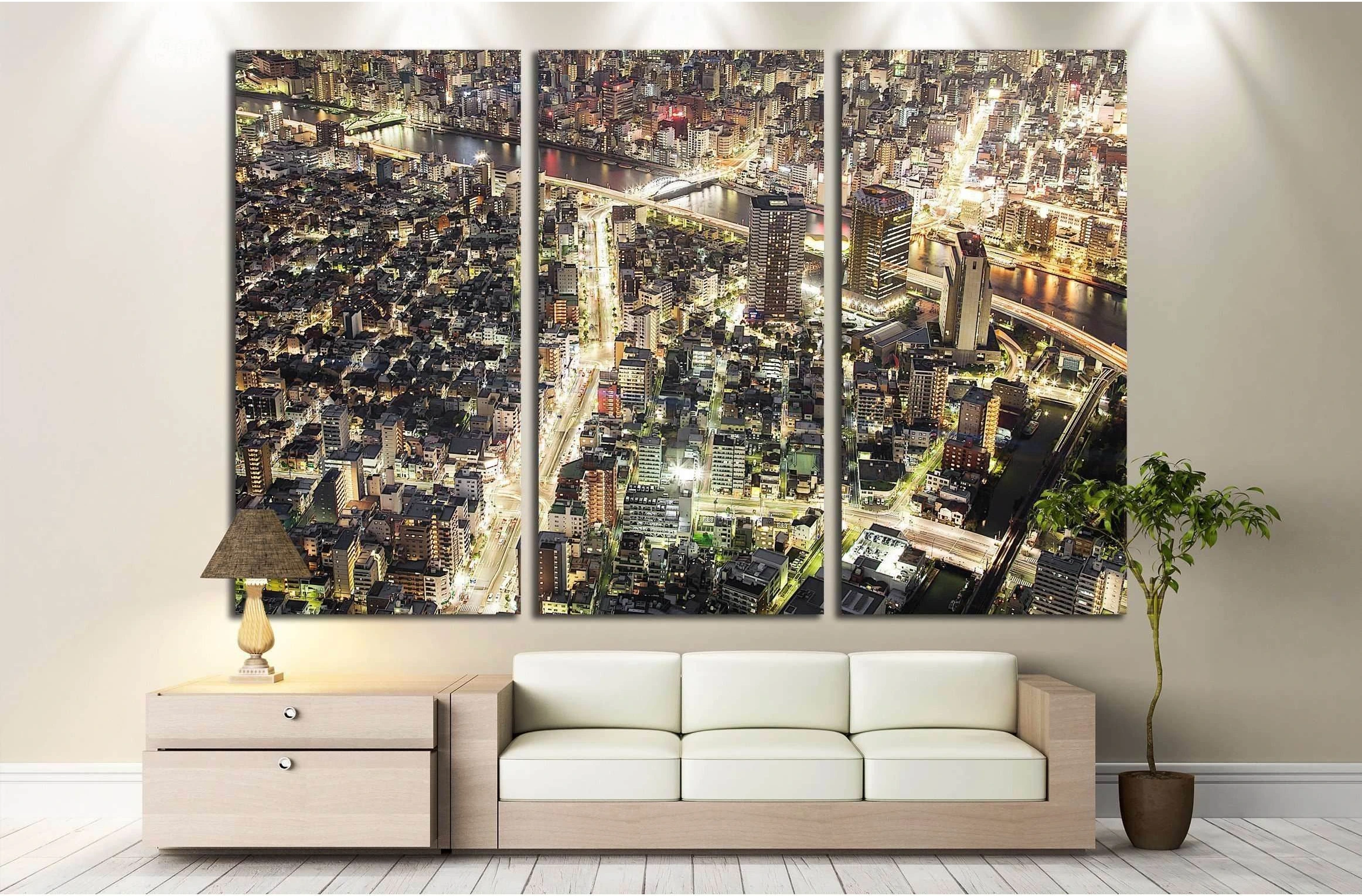 Tokyo city sky view at night №2244 Ready to Hang Canvas Print - Zellart Canvas Prints ALL_Products, s-2244