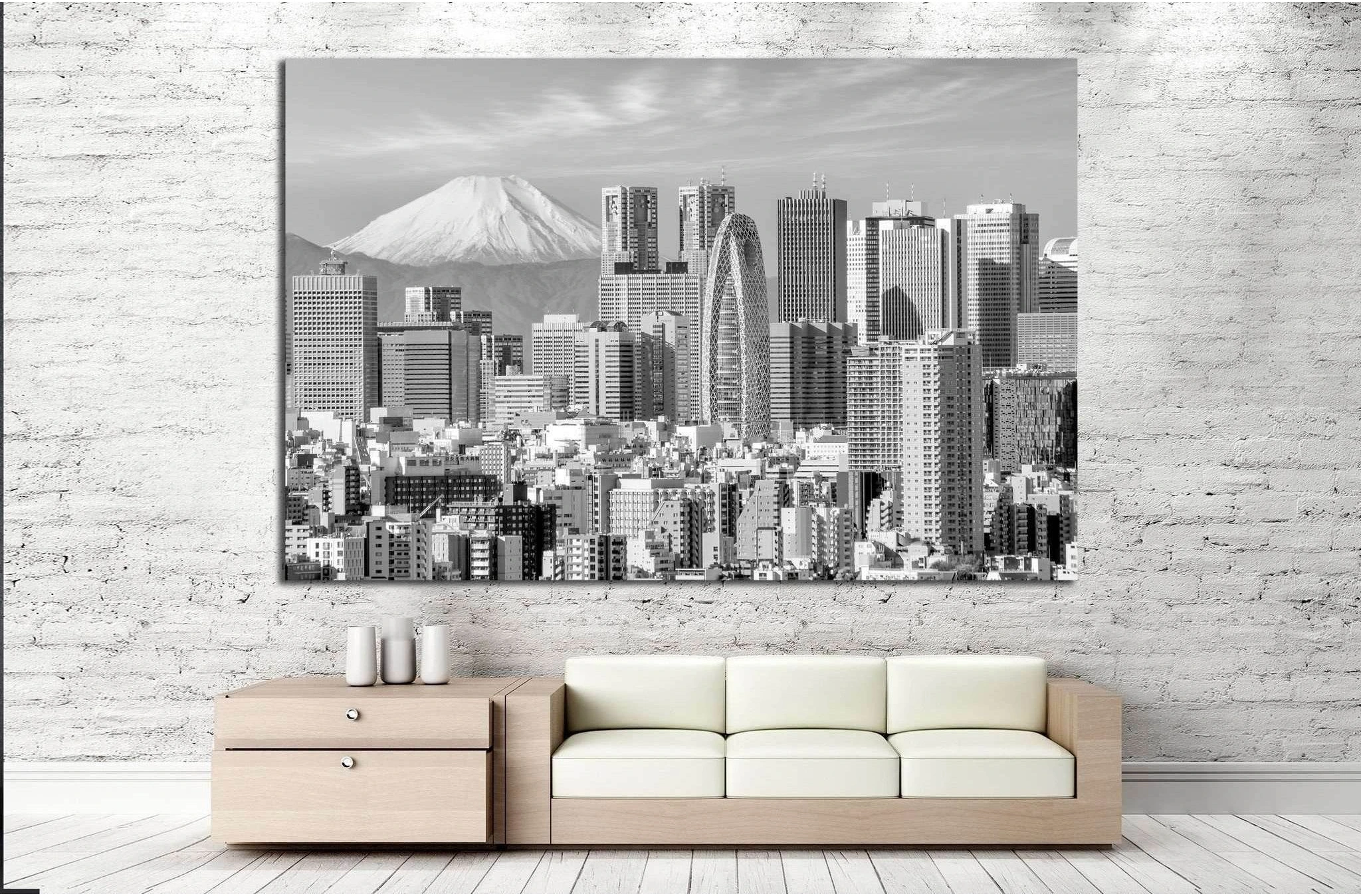 Tokyo skyline and Mountain fuji in Japan №1280 Ready to Hang Canvas Print - Zellart Canvas Prints ALL_Products, s-1280