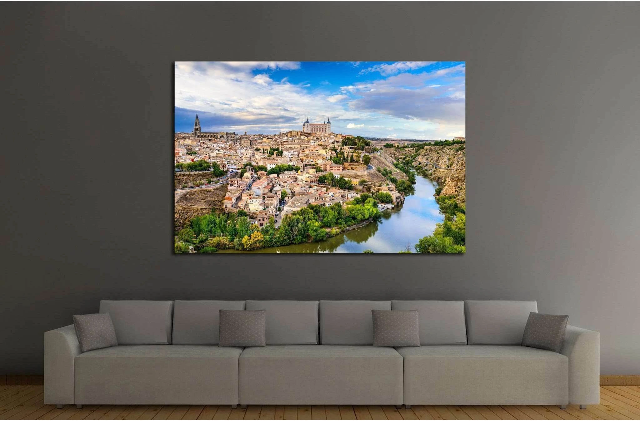 Toledo, Spain old town city skyline №2061 Ready to Hang Canvas Print - Zellart Canvas Prints ALL_Products, s-2061
