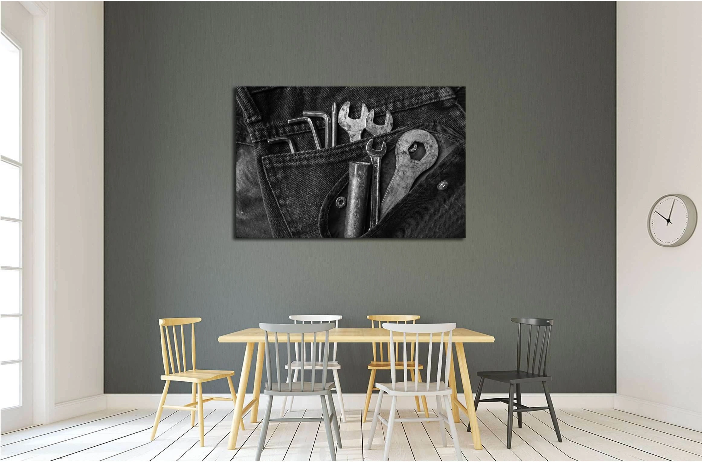 Tools on a workers pocket, Black and white photo №3245 Ready to Hang Canvas Print - Zellart Canvas Prints ALL_Products, s-3245