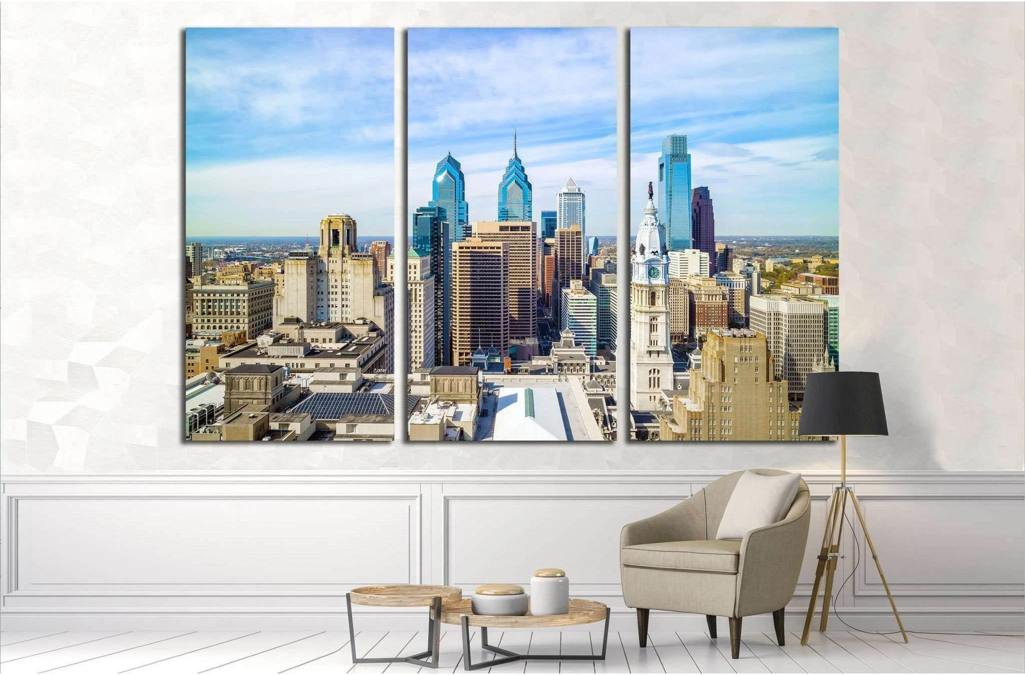 Top view of downtown skyline Philadelphia USA №2058 Ready to Hang Canvas Print - Zellart Canvas Prints ALL_Products, s-2058