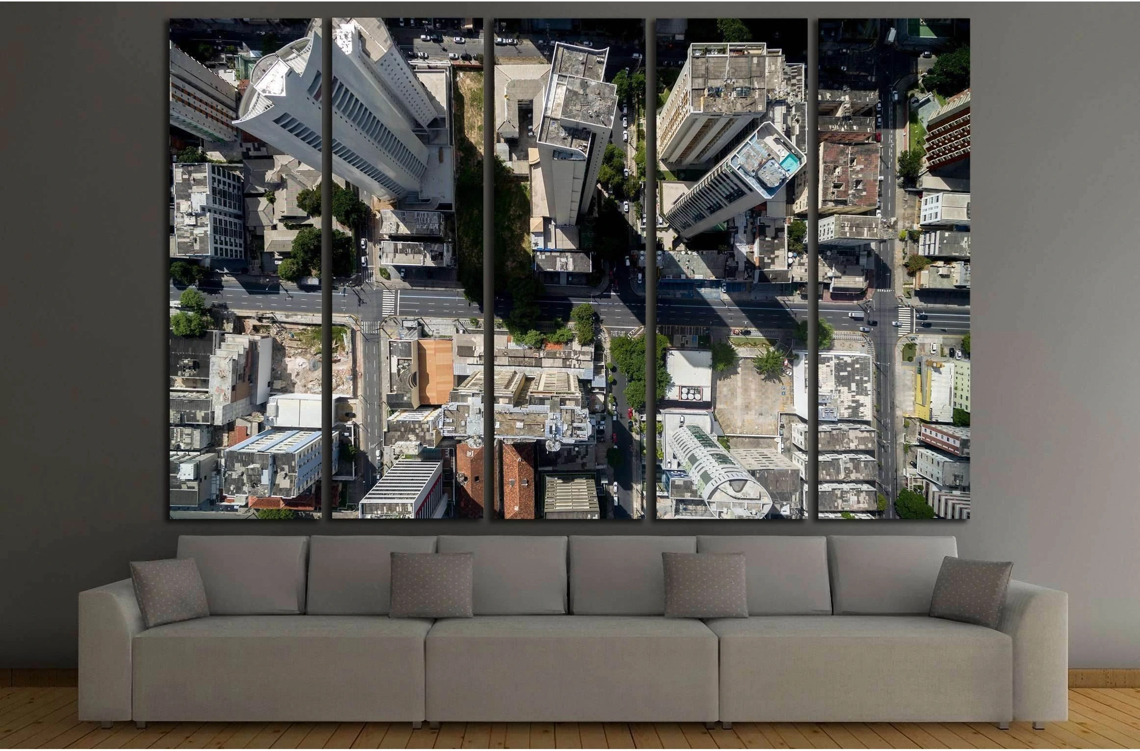 Top View of Skyscrapers in a Big City №2198 Ready to Hang Canvas Print - Zellart Canvas Prints ALL_Products, s-2198