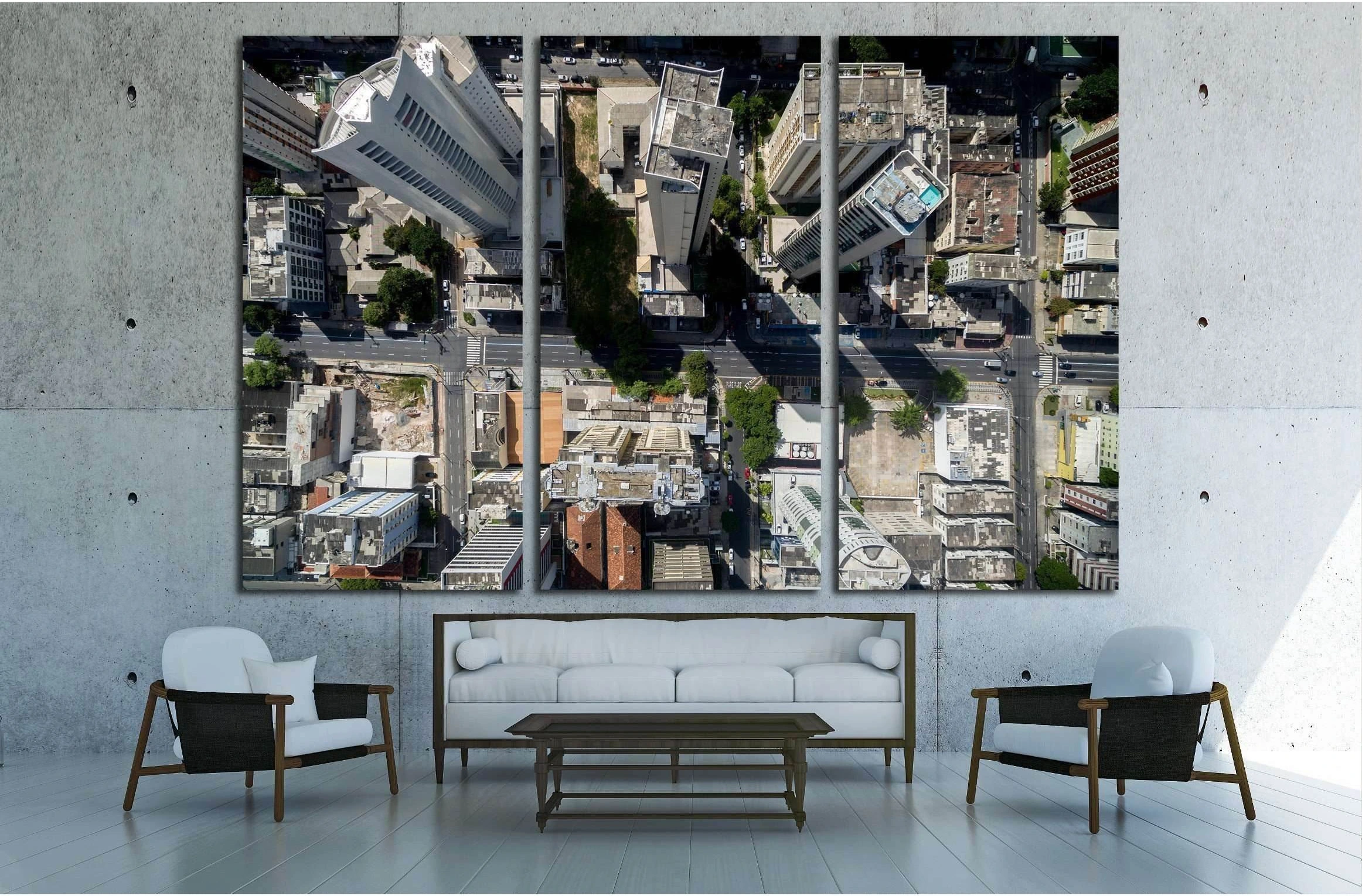 Top View of Skyscrapers in a Big City №2198 Ready to Hang Canvas Print - Zellart Canvas Prints ALL_Products, s-2198