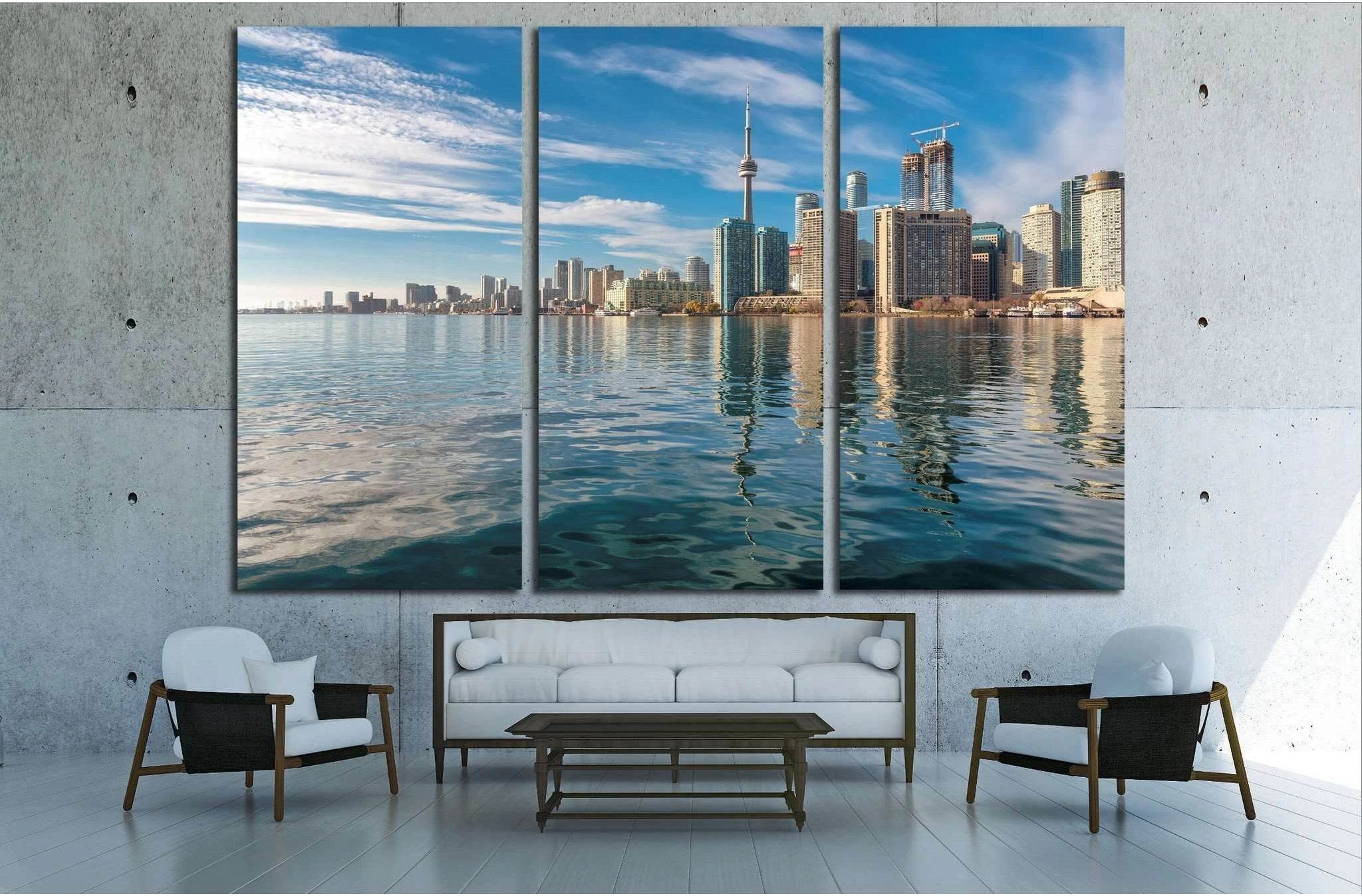 Toronto city skyline and reflection in the lake at sunset, Ontario, Canada №2012 Ready to Hang Canvas Print - Zellart Canvas Prints ALL_Products, s-2012