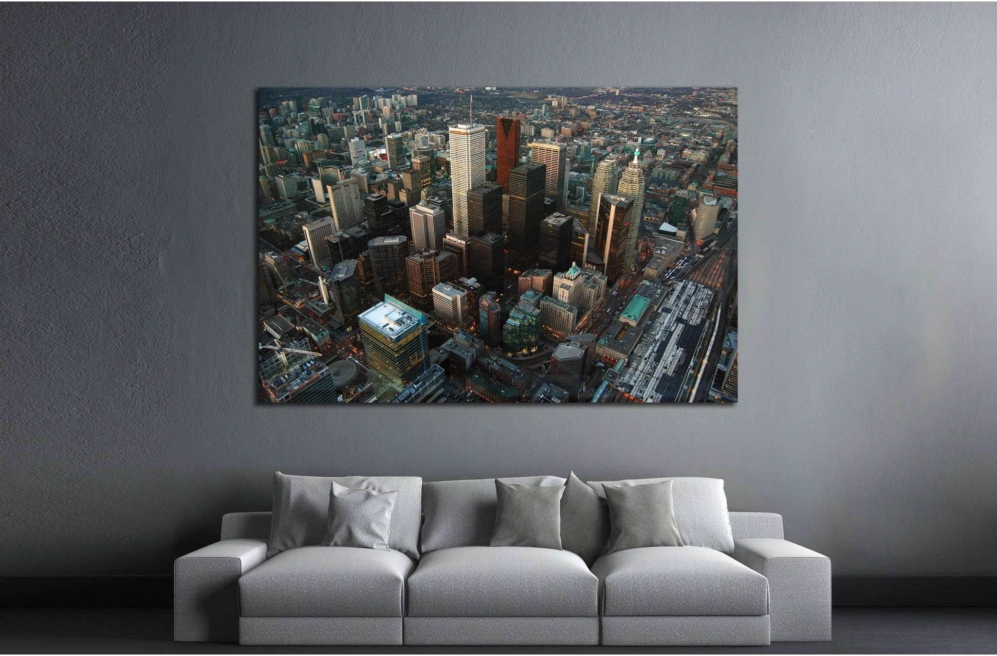 Toronto Skyline and Skyscrapers, view from CN tower, Toronto, Ontario, Canada №2019 Ready to Hang Canvas Print - Zellart Canvas Prints ALL_Products, s-2019