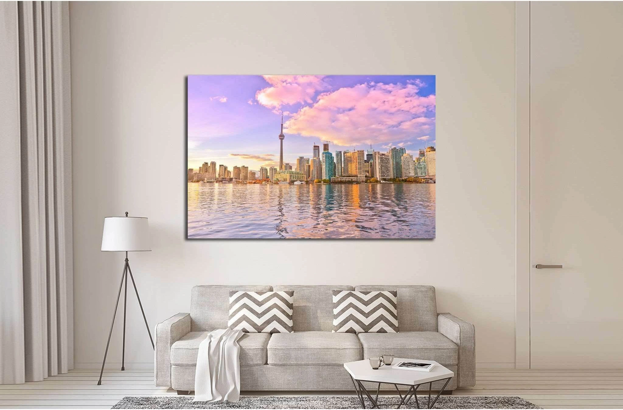 Toronto skyline at dusk in Ontario, Canada. №2059 Ready to Hang Canvas Print - Zellart Canvas Prints ALL_Products, s-2059