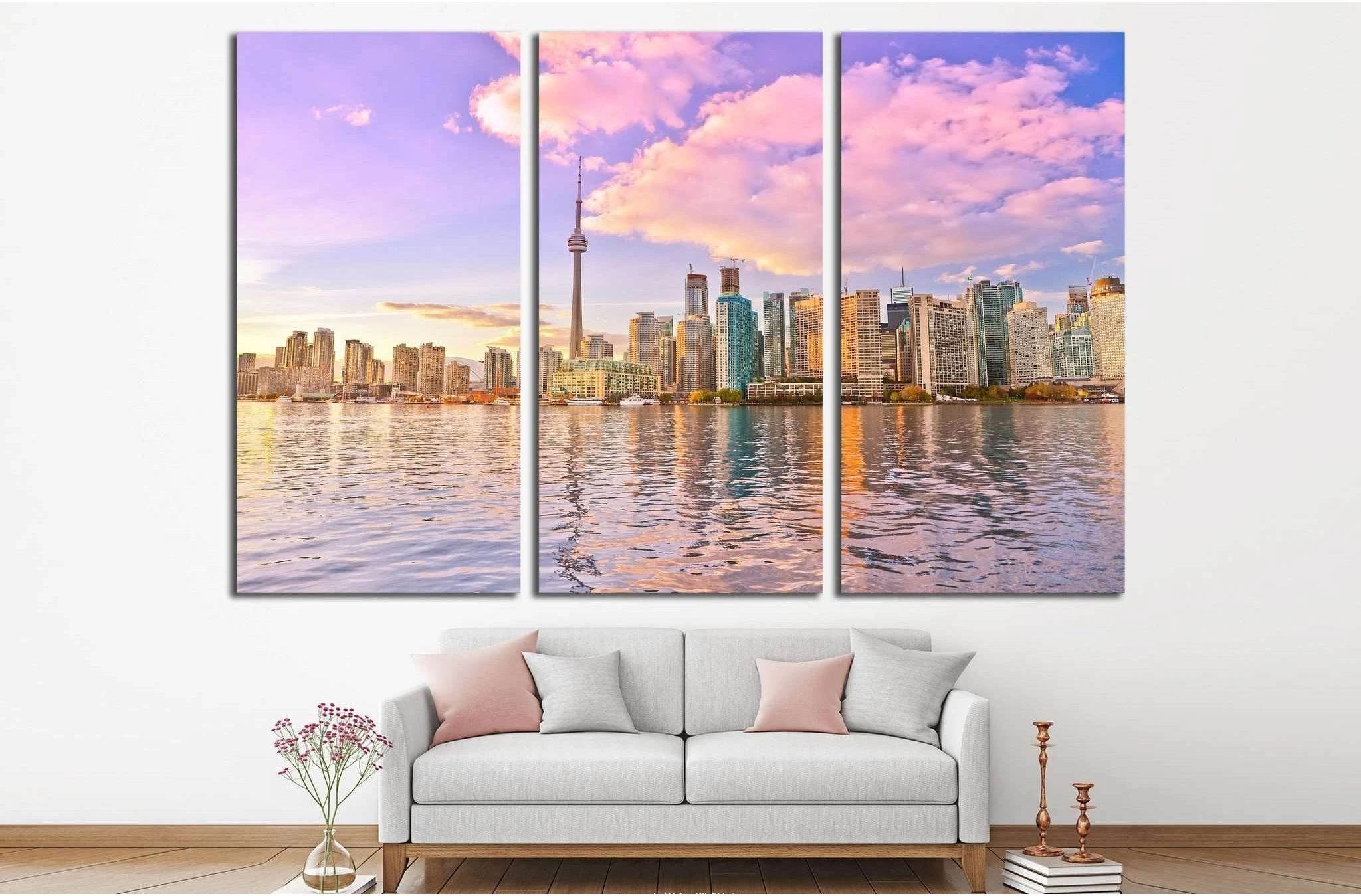 Toronto skyline at dusk in Ontario, Canada. №2059 Ready to Hang Canvas Print - Zellart Canvas Prints ALL_Products, s-2059