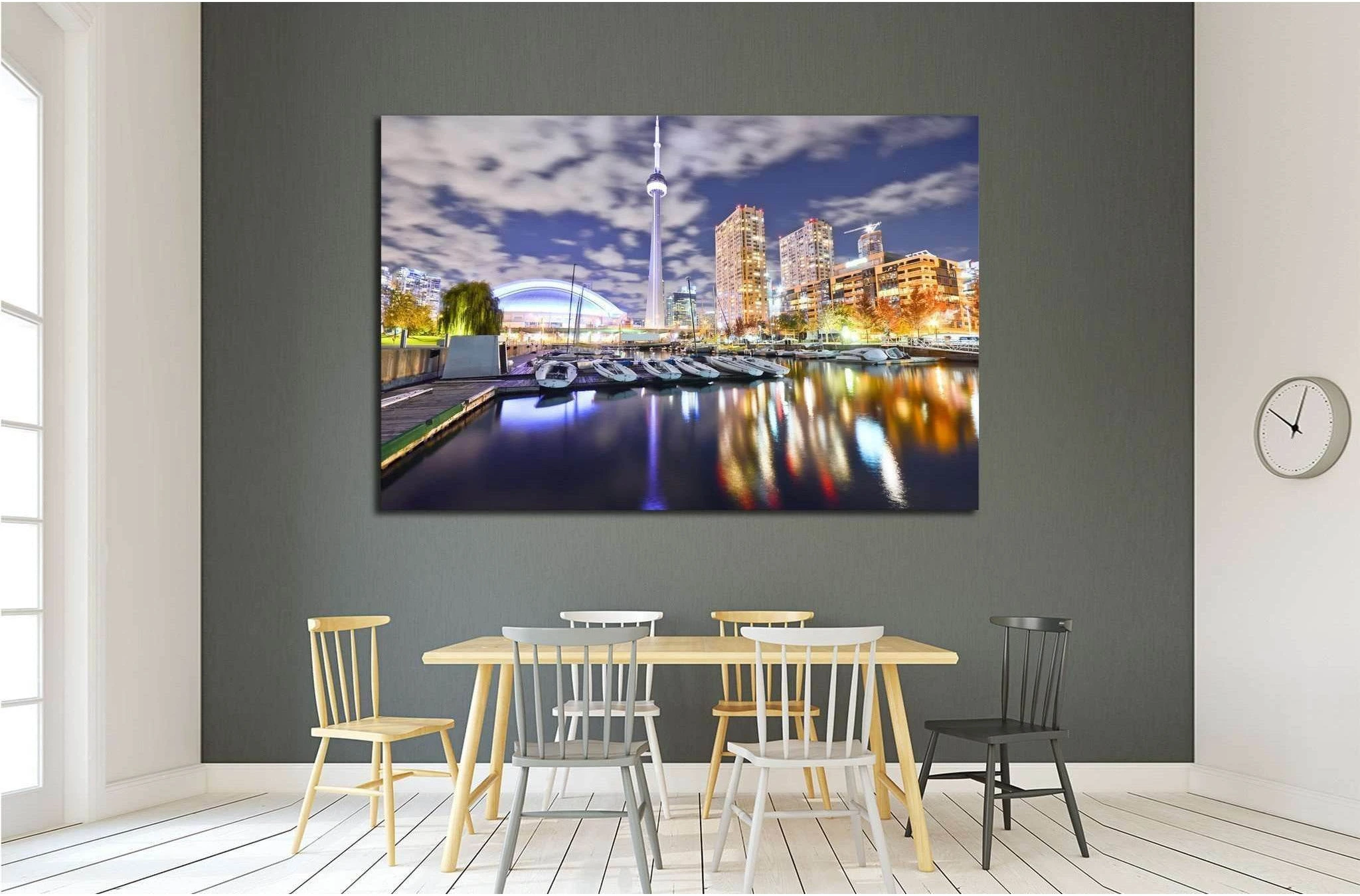 Toronto skyline at night in Ontario, Canada №2056 Ready to Hang Canvas Print - Zellart Canvas Prints ALL_Products, s-2056