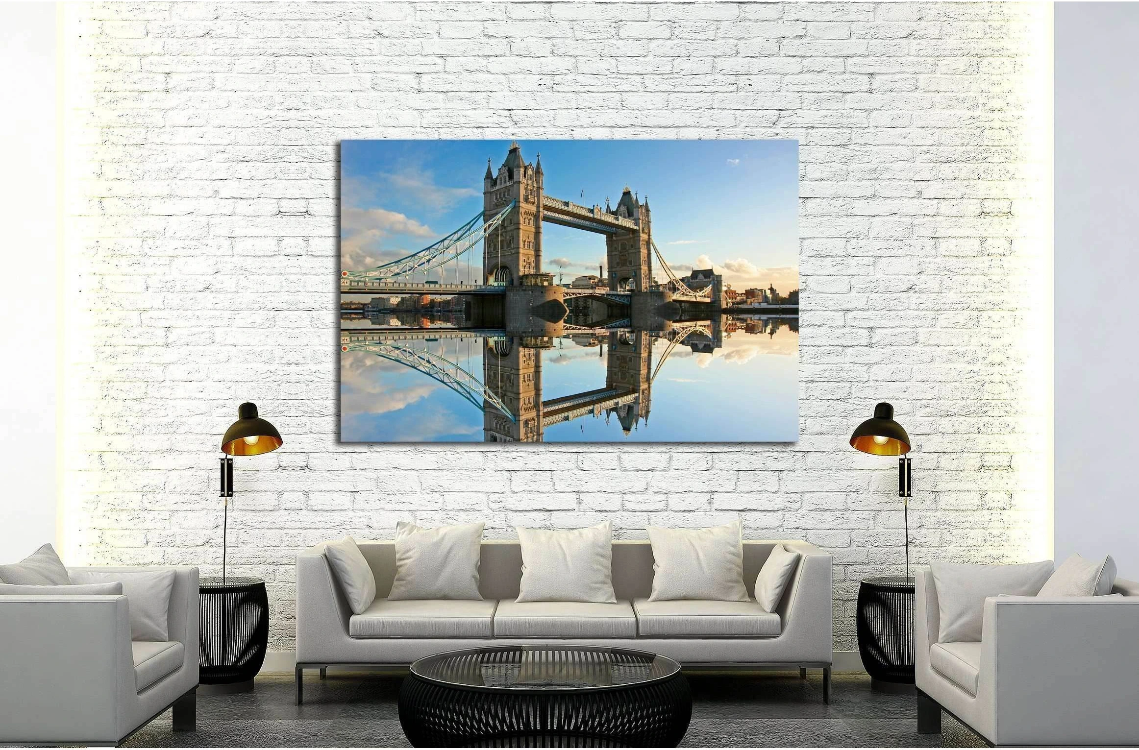 Tower Bridge at sunset №2581 Ready to Hang Canvas Print - Zellart Canvas Prints ALL_Products, s-2581