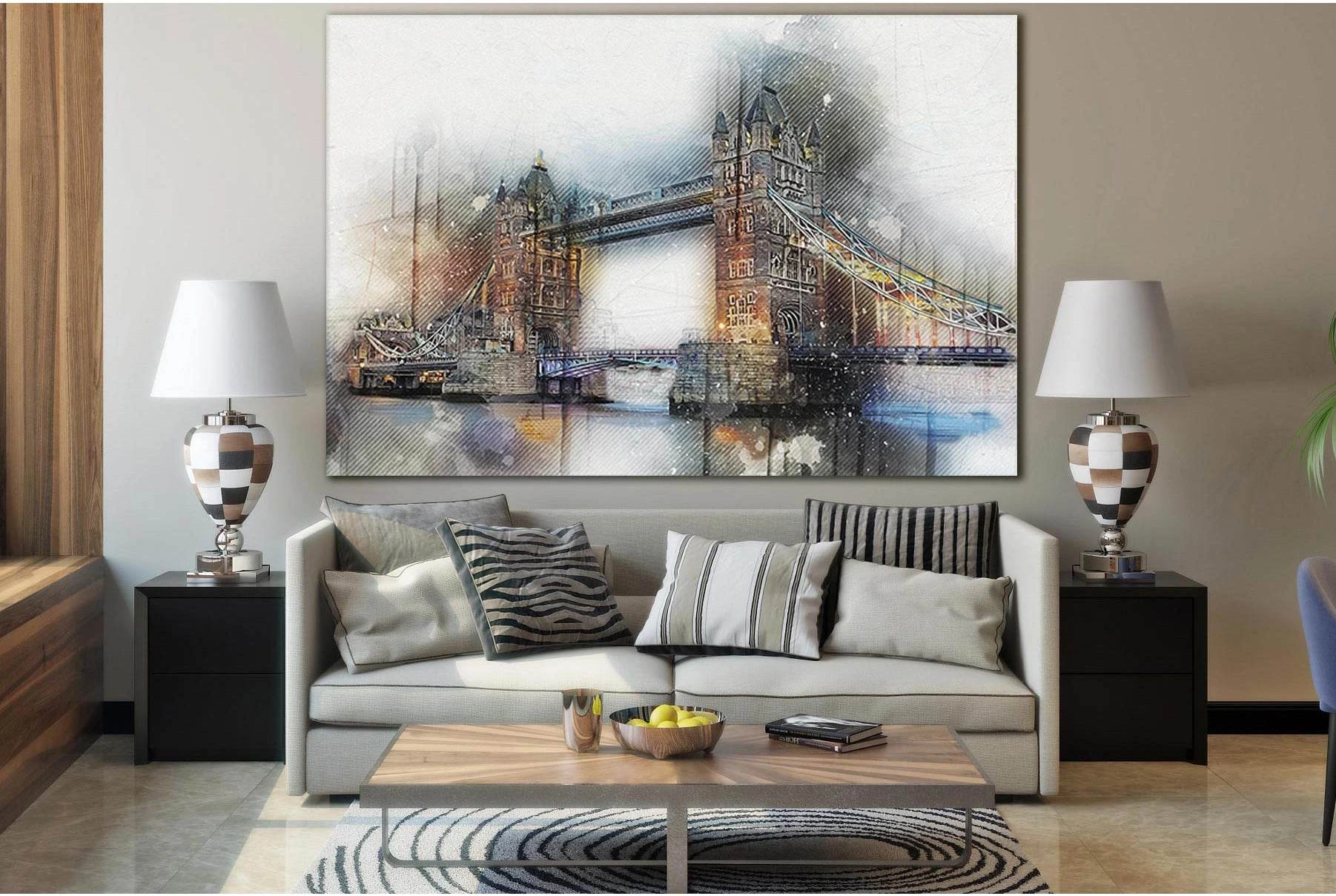 Tower Bridge In London №SL1122 Ready to Hang Canvas Print - Zellart Canvas Prints 0new, ALL_Products, Bridges Wall Art