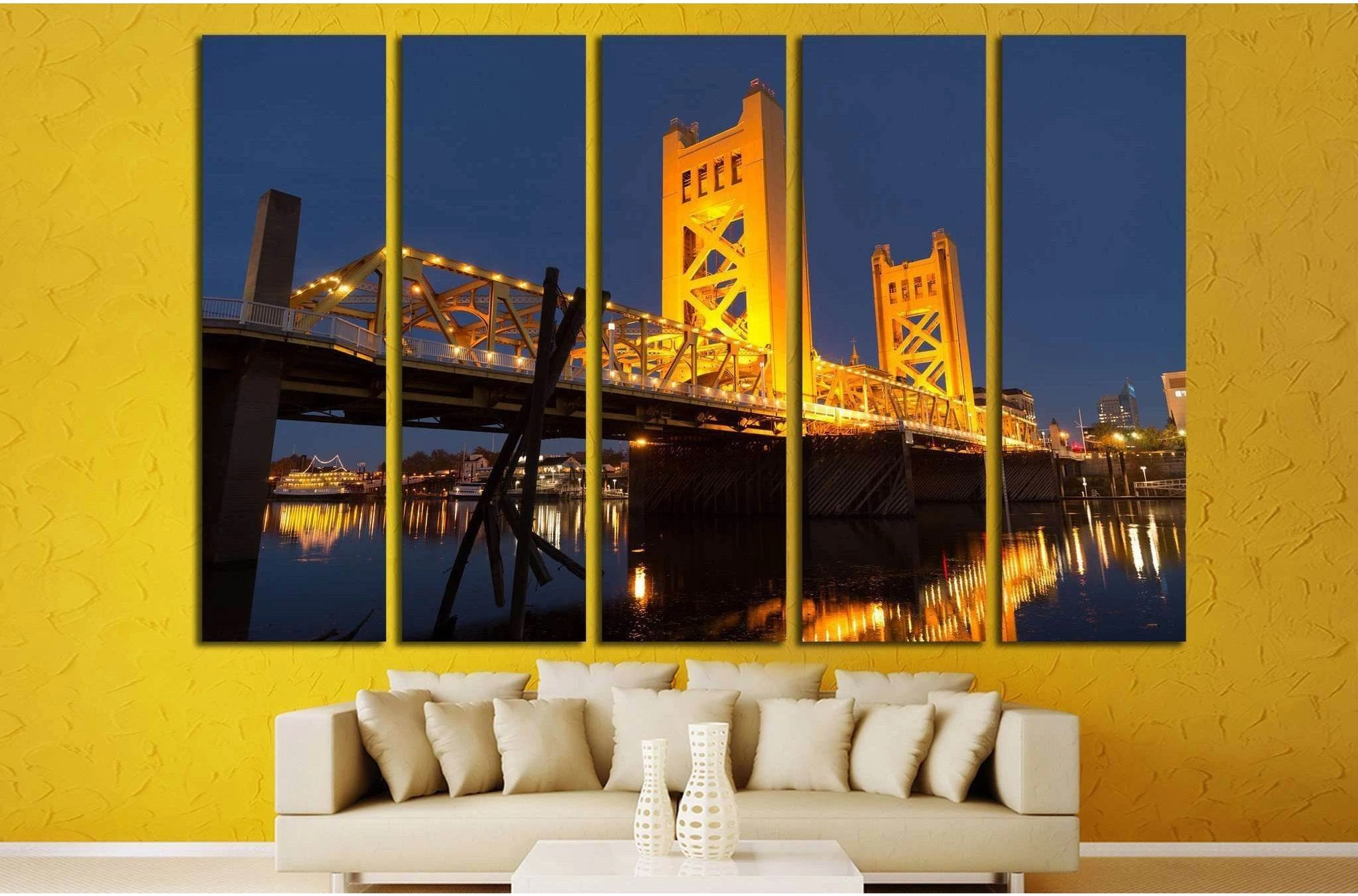 Tower Bridge Sacramento River Capital City California №1641 Ready to Hang Canvas Print - Zellart Canvas Prints ALL_Products, s-1641