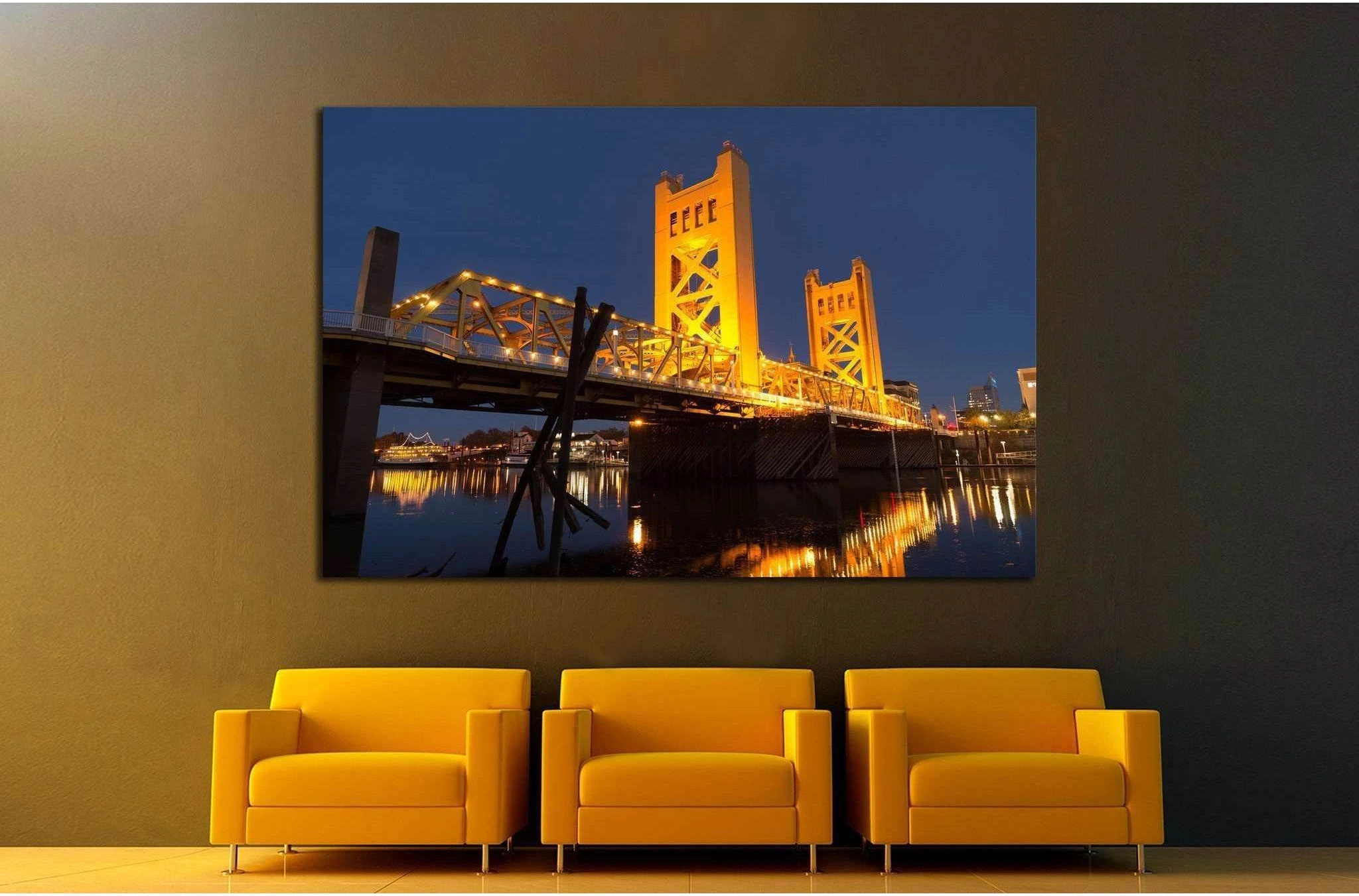 Tower Bridge Sacramento River Capital City California №1641 Ready to Hang Canvas Print - Zellart Canvas Prints ALL_Products, s-1641