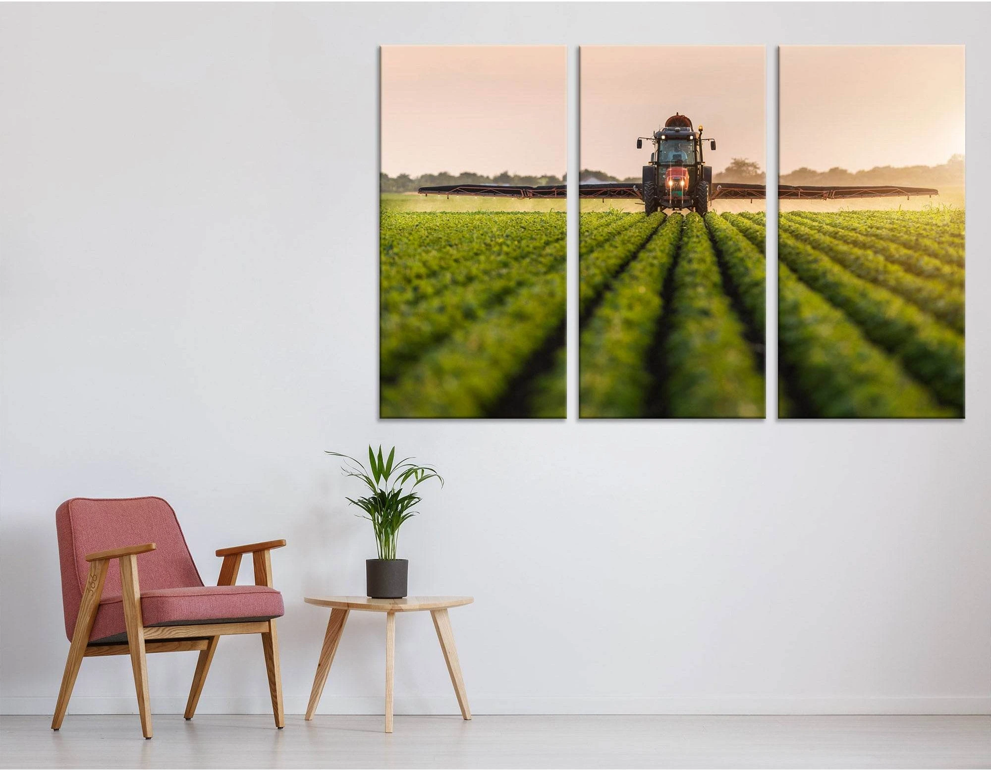 Tractor On The Green Plantation Of Soy №04243 Ready to Hang Canvas Print - Zellart Canvas Prints ALL_Products