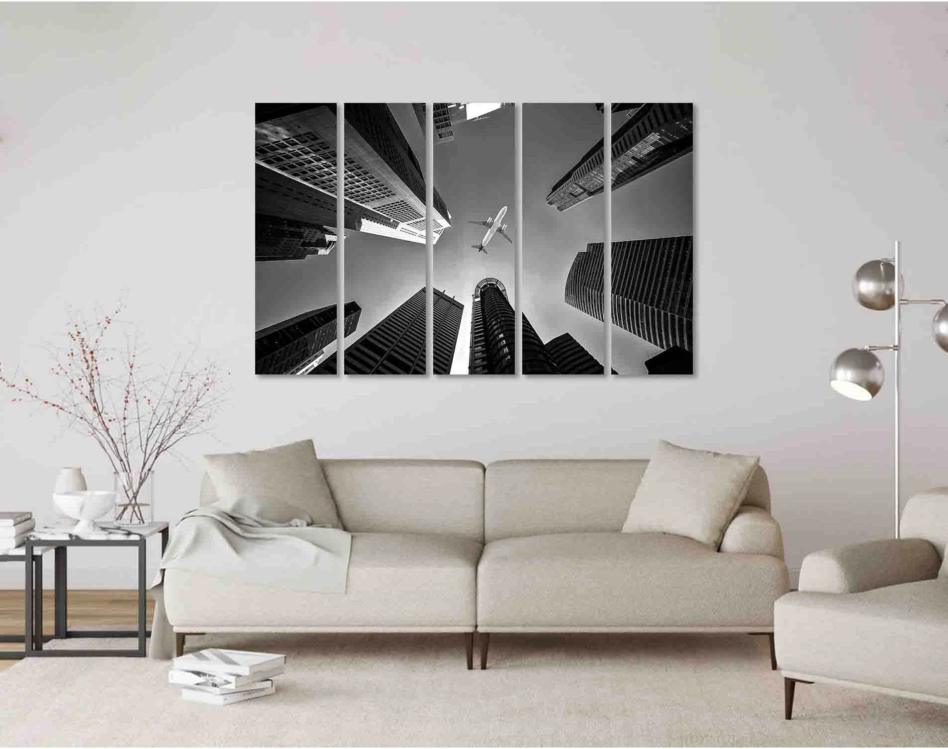 Travel by plane №D2811 Ready to Hang Canvas Print - Zellart Canvas Prints 0new, ALL_Products, Black & White Wall Art