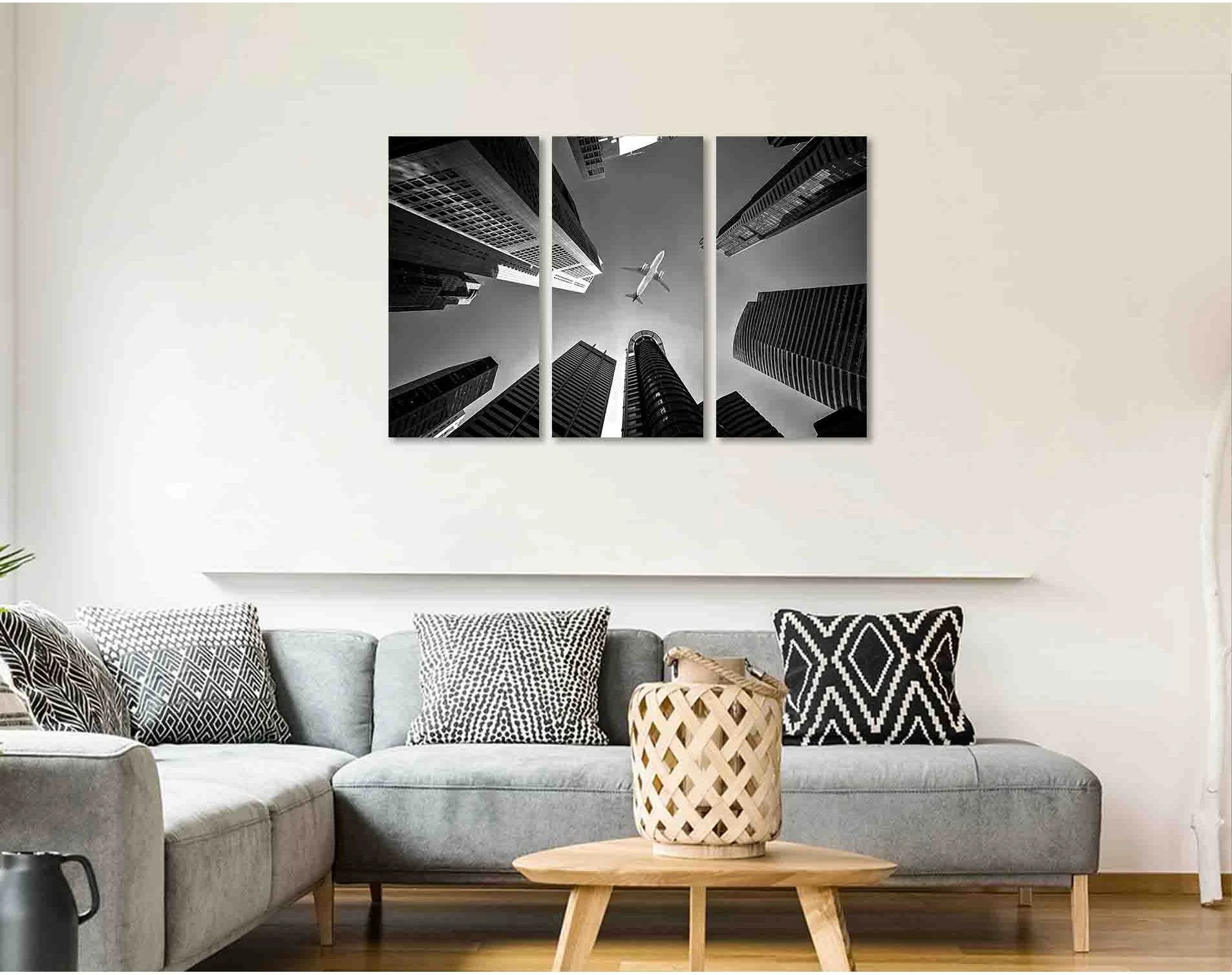 Travel by plane №D2811 Ready to Hang Canvas Print - Zellart Canvas Prints 0new, ALL_Products, Black & White Wall Art
