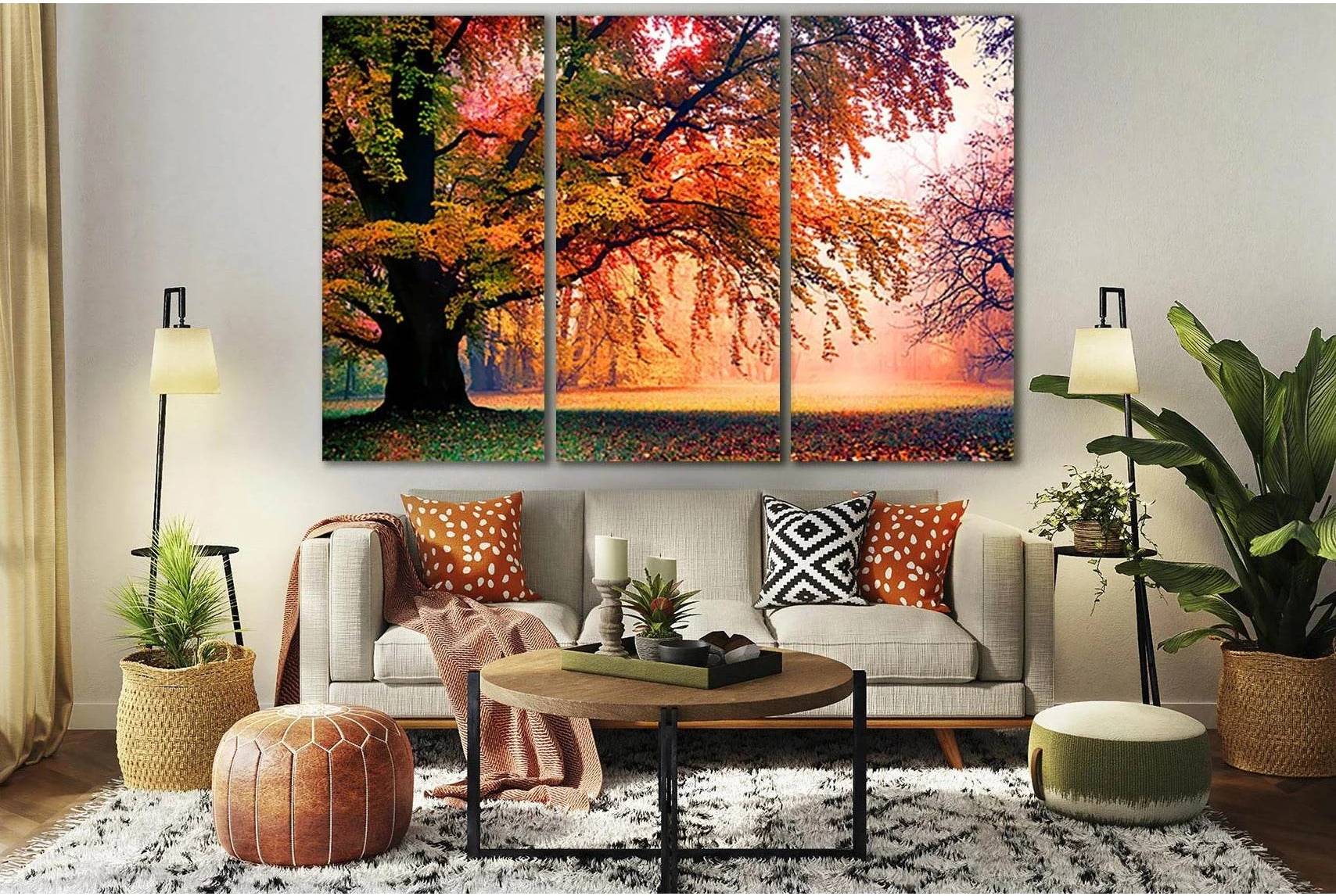Tree In Misty Autumn Park №SL808 Ready to Hang Canvas Print - Zellart Canvas Prints 0new, ALL_Products, Trees Wall Art
