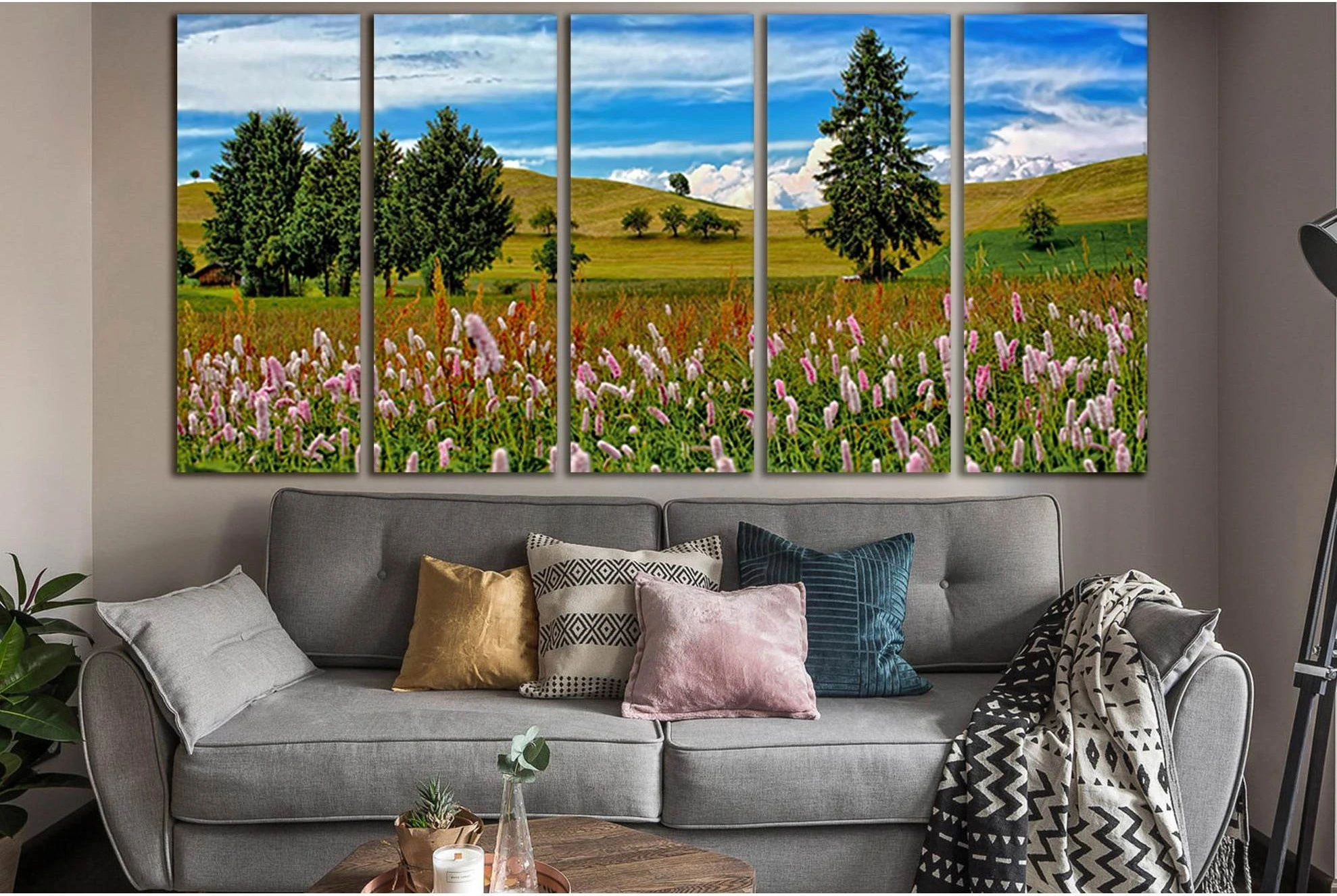 Trees And Flowers Spring Moment №SL1079 Ready to Hang Canvas Print - Zellart Canvas Prints 0new, ALL_Products, Trees Wall Art