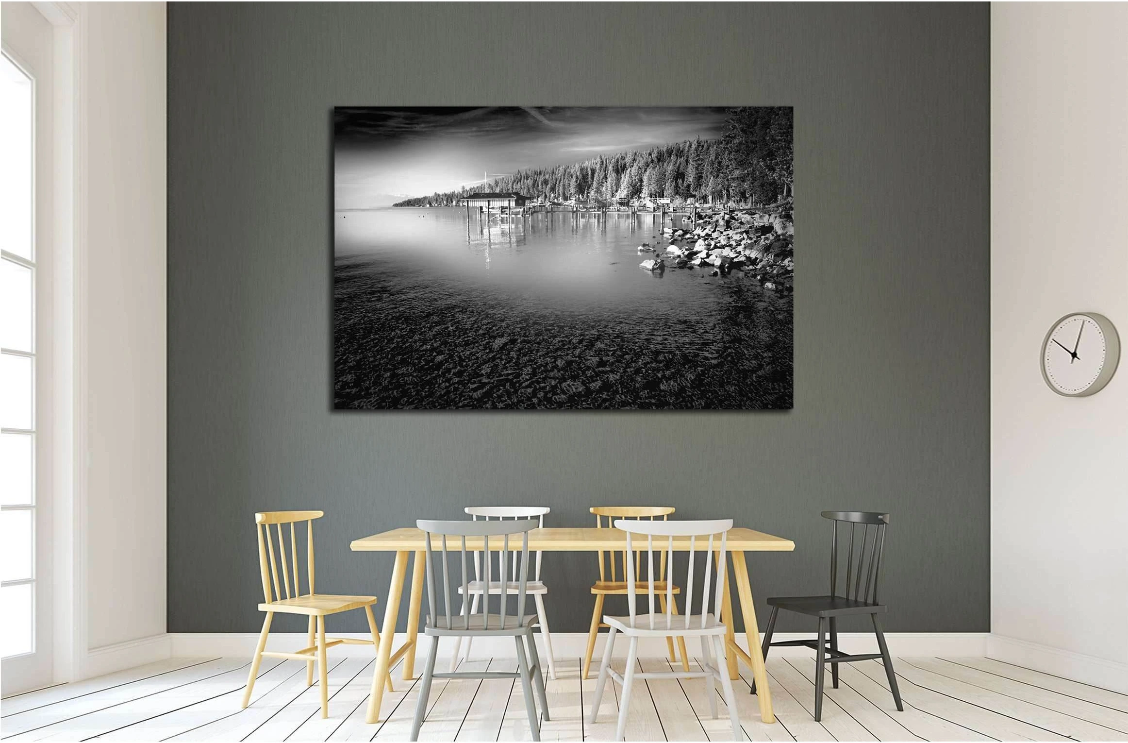 Trees in a forest at the lakeside, Carnelian Bay, Lake Tahoe, California, USA №2860 Ready to Hang Canvas Print - Zellart Canvas Prints ALL_Products, s-2860
