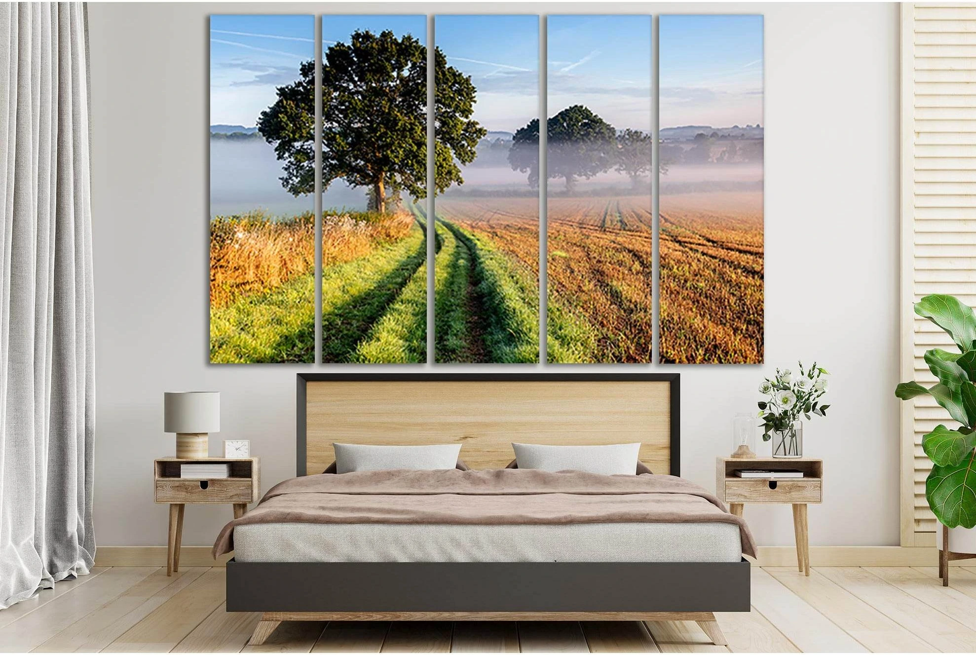 Trees In Foggy Landscape №SL815 Ready to Hang Canvas Print - Zellart Canvas Prints 0new, ALL_Products, Trees Wall Art