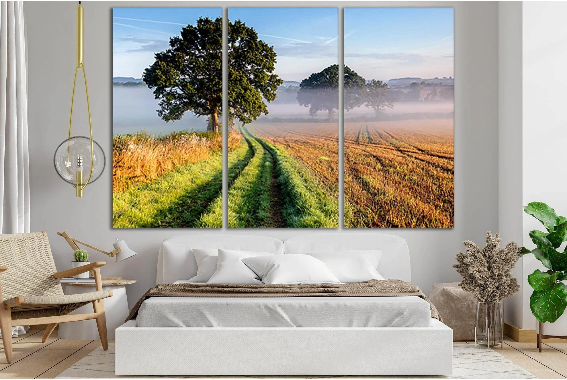 Trees In Foggy Landscape №SL815 Ready to Hang Canvas Print - Zellart Canvas Prints 0new, ALL_Products, Trees Wall Art