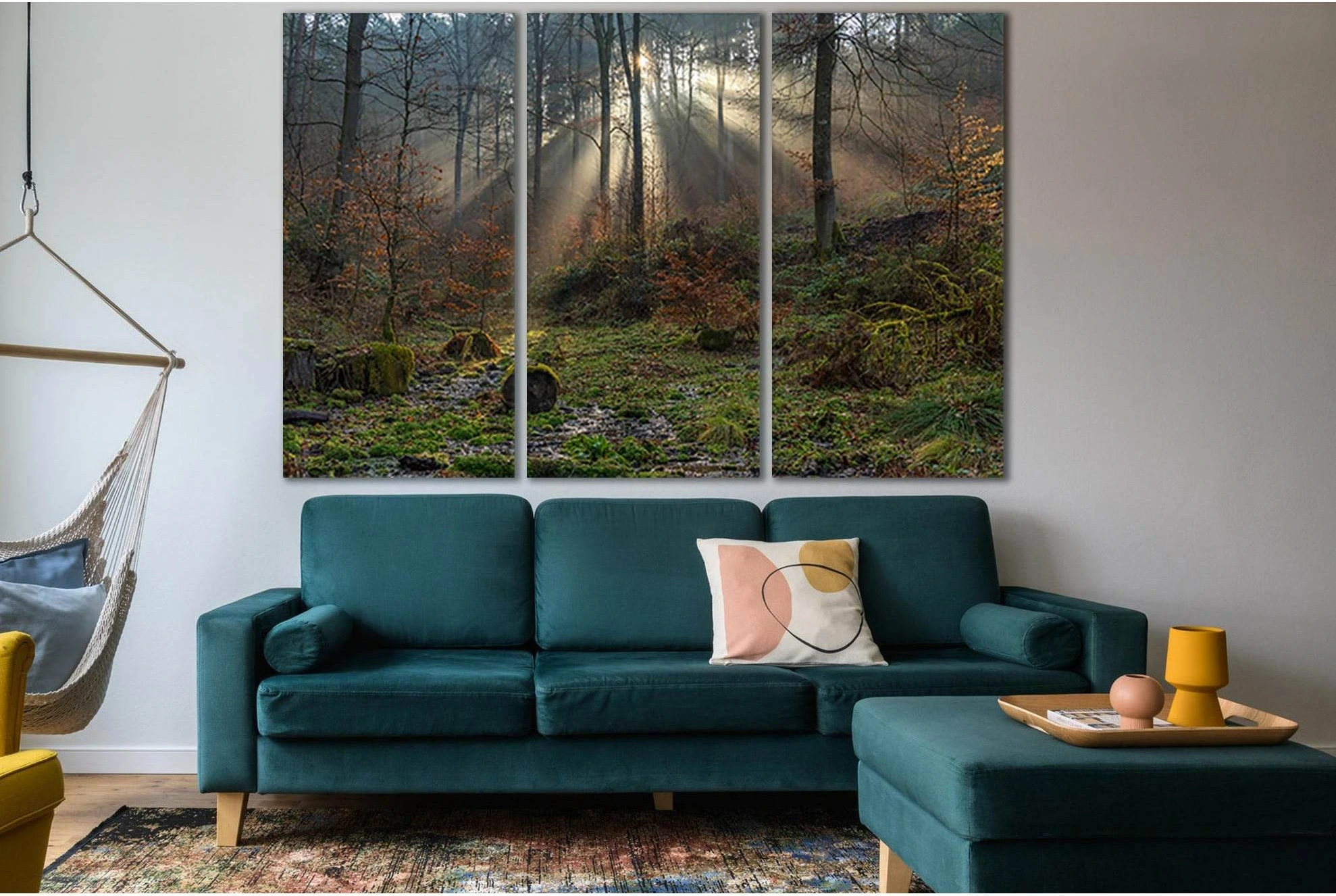 Trees Moss Rays Of Light №SL1072 Ready to Hang Canvas Print - Zellart Canvas Prints 0new, ALL_Products, Trees Wall Art