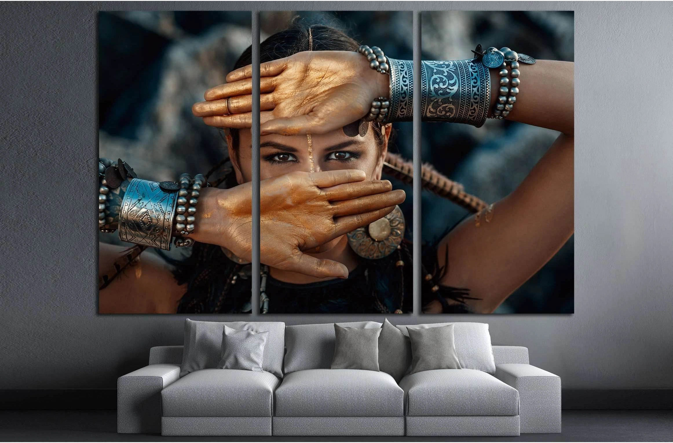 tribal woman portrait outdoors №2779 Ready to Hang Canvas Print - Zellart Canvas Prints ALL_Products, s-2779