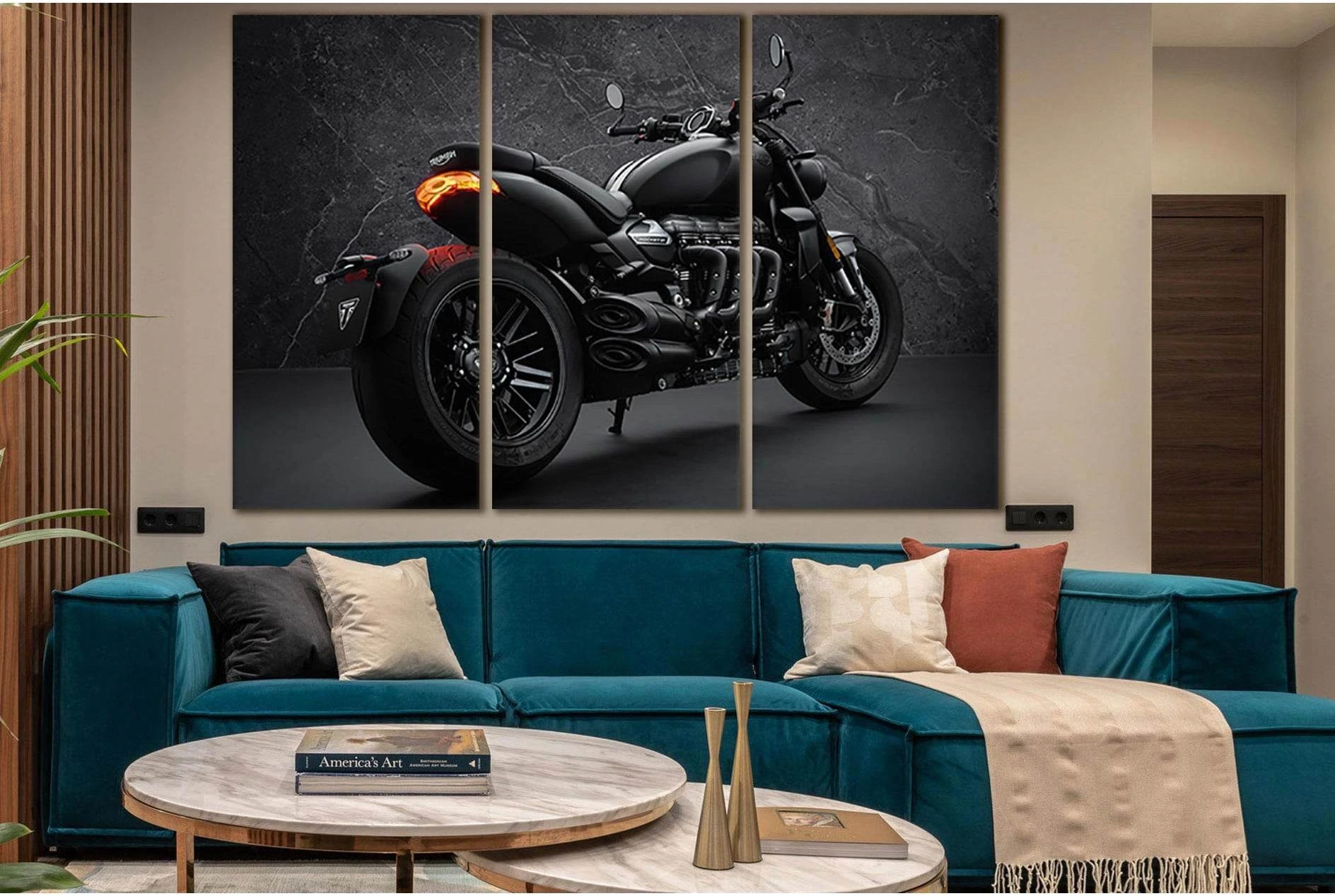 Triumph Rocket 3 Motorcycle Black & White №SL880 Ready to Hang Canvas Print - Zellart Canvas Prints 0new, ALL_Products, Black & White Wall Art