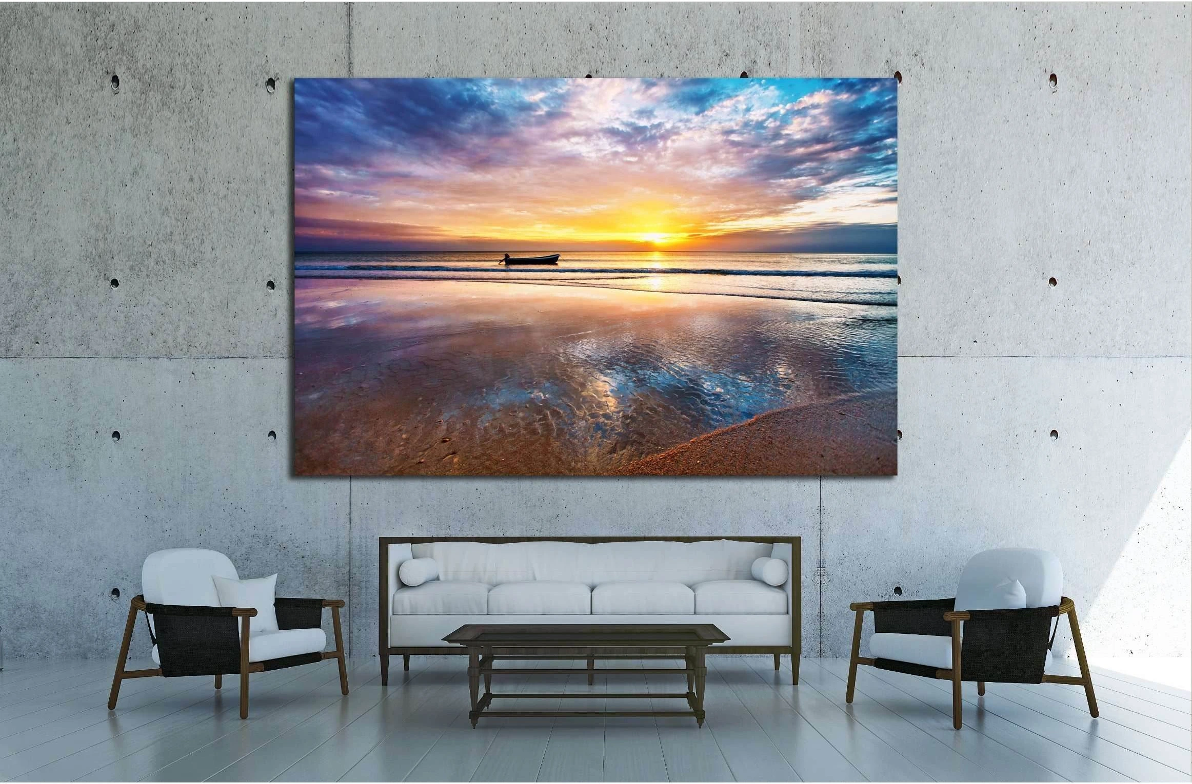 Tropical beach at beautiful sunset. Nature background №2677 Ready to Hang Canvas Print - Zellart Canvas Prints ALL_Products, s-2677