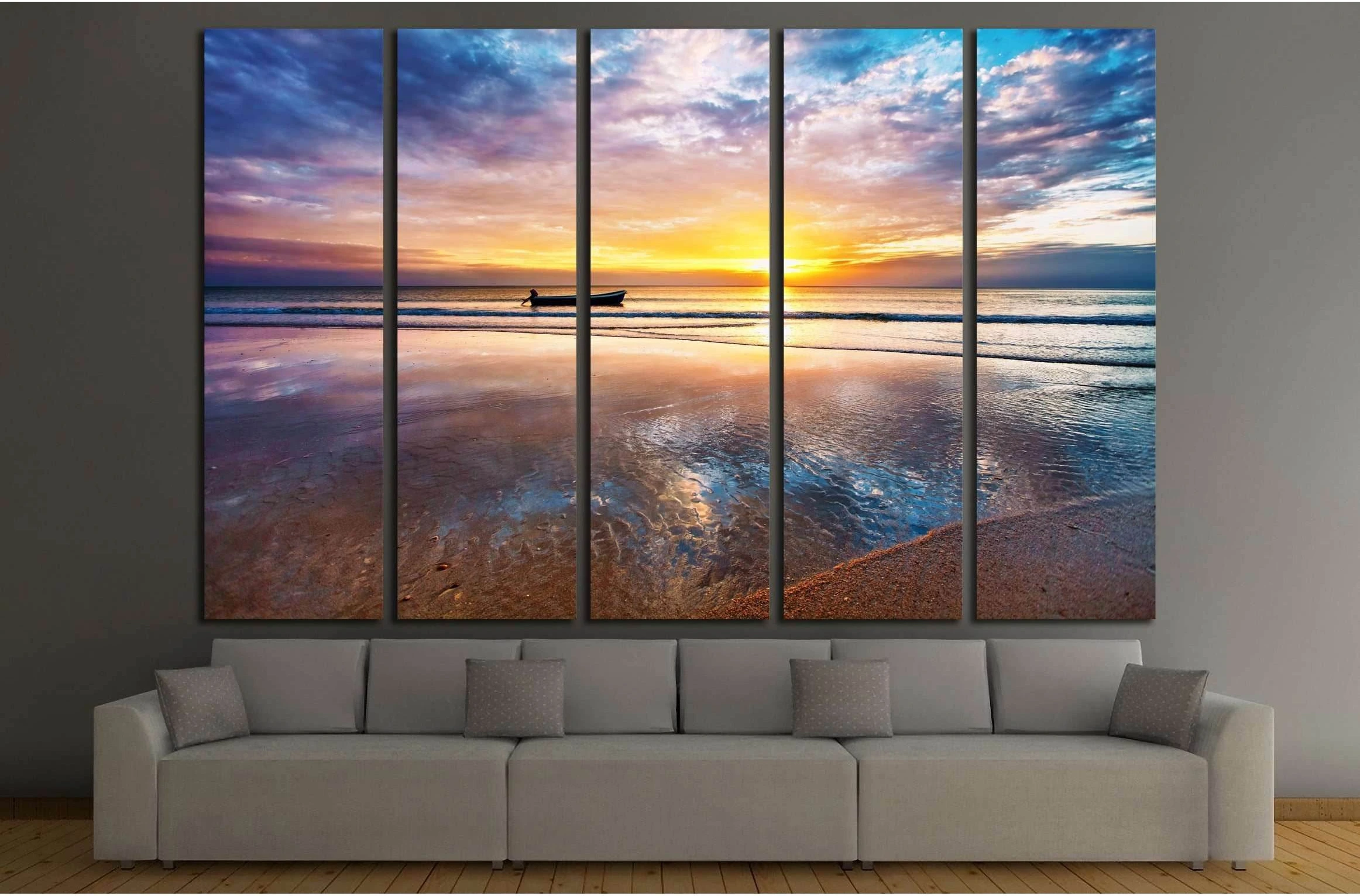 Tropical beach at beautiful sunset. Nature background №2677 Ready to Hang Canvas Print - Zellart Canvas Prints ALL_Products, s-2677