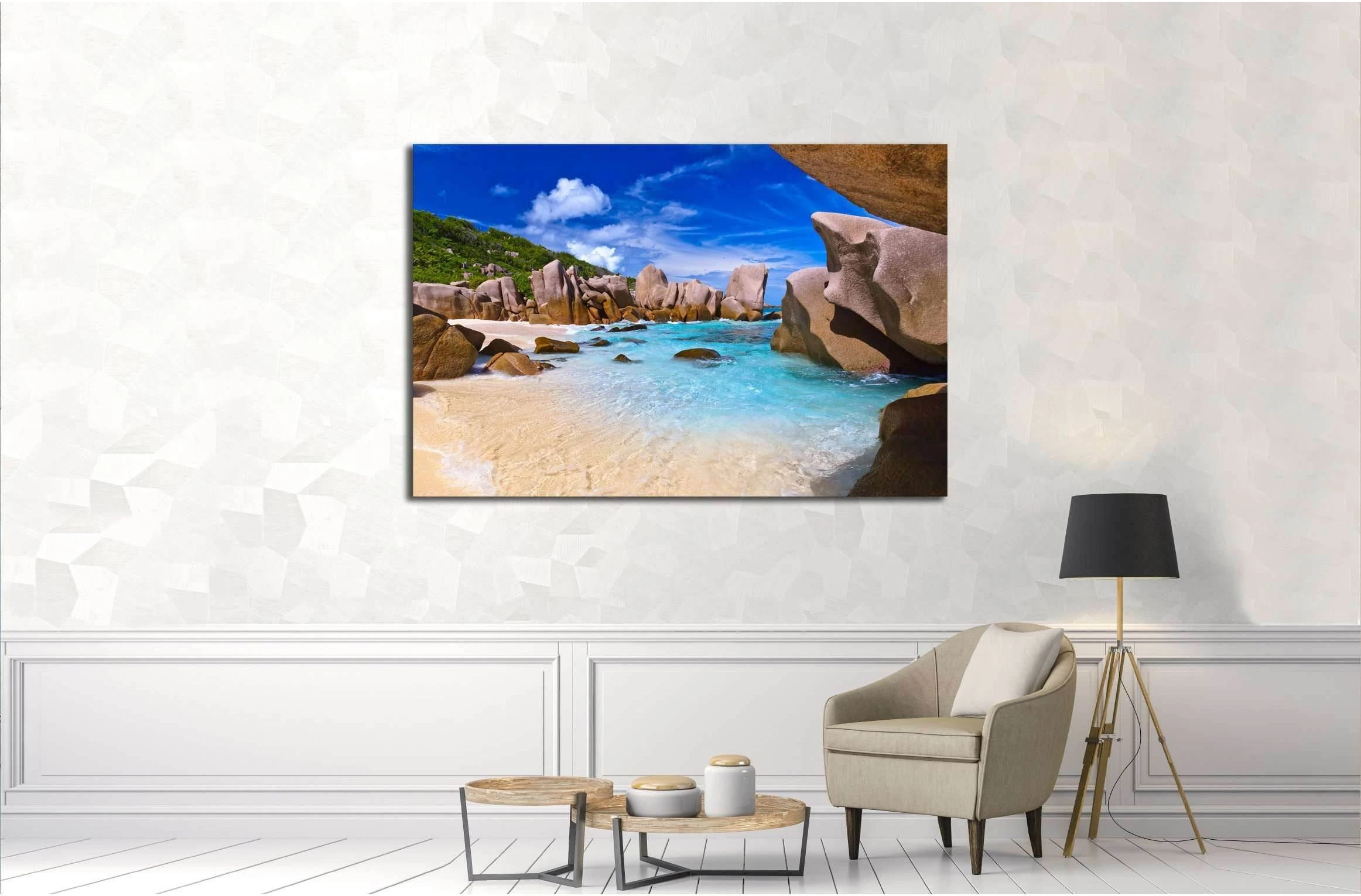 Tropical beach at Seychelles - nature background №2871 Ready to Hang Canvas Print - Zellart Canvas Prints ALL_Products, s-2871