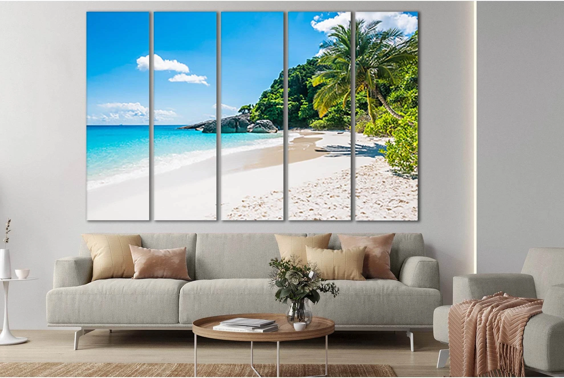 Tropical Beach With Transparent Water №SL155 Ready to Hang Canvas Print - Zellart Canvas Prints 0new, ALL_Products, Beach Ocean & Waves