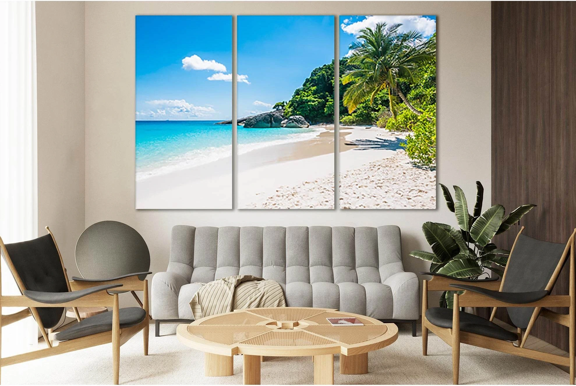Tropical Beach With Transparent Water №SL155 Ready to Hang Canvas Print - Zellart Canvas Prints 0new, ALL_Products, Beach Ocean & Waves