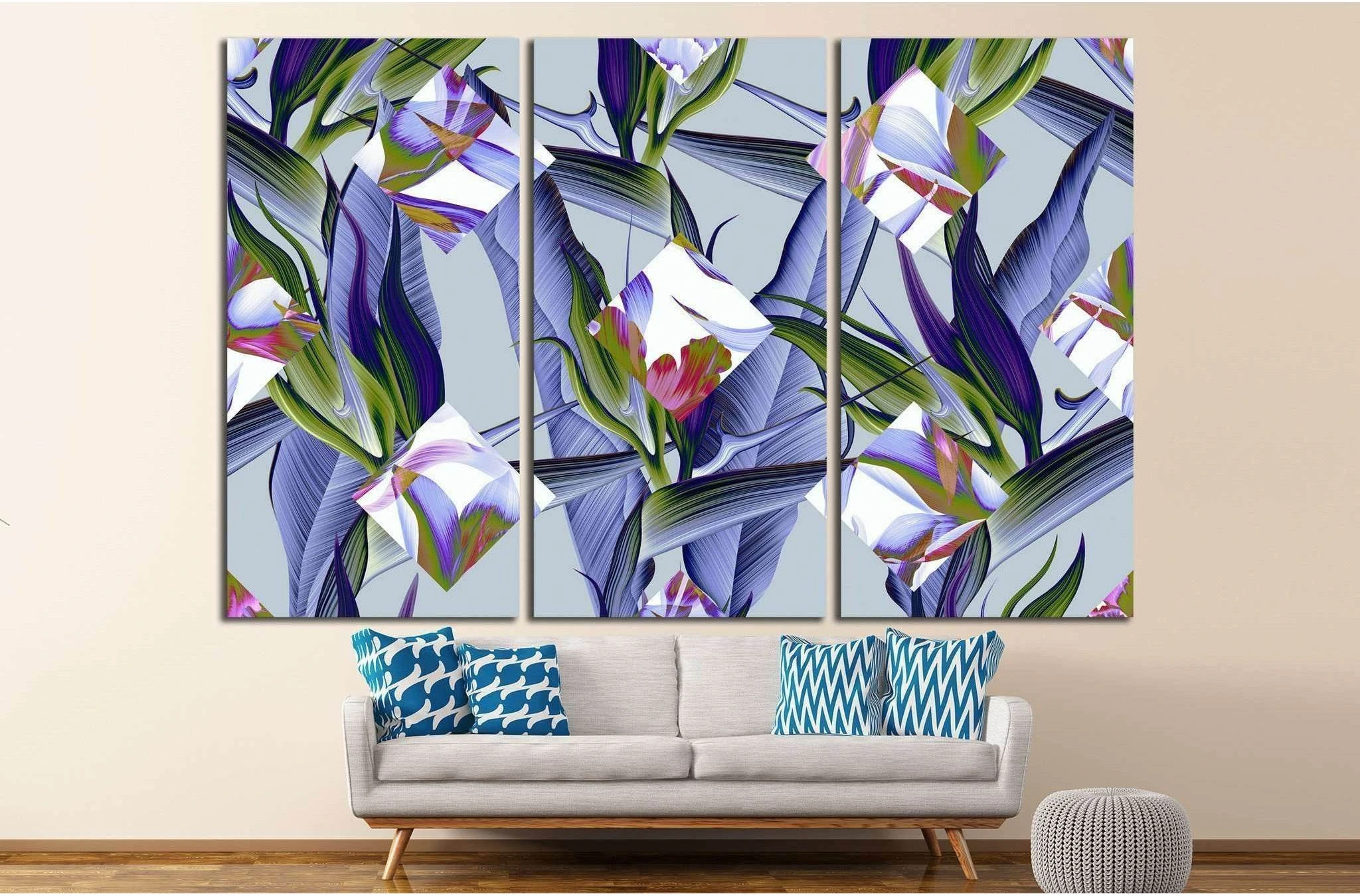 Tropical colorful palm leaves in Hawaiian style №1352 Ready to Hang Canvas Print - Zellart Canvas Prints ALL_Products, s-1352