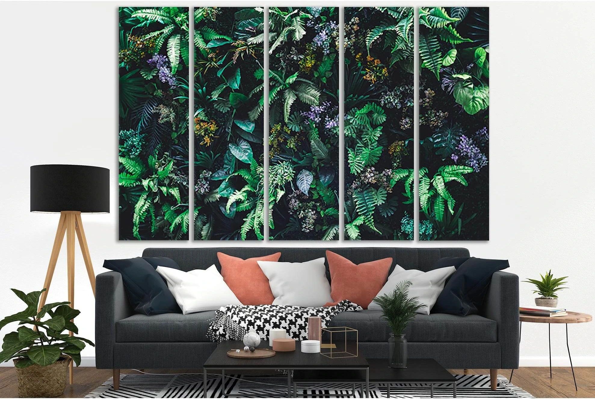 Tropical Green Leaves №SL679 Ready to Hang Canvas Print - Zellart Canvas Prints 0new, ALL_Products, Floral & Botanical Wall Art