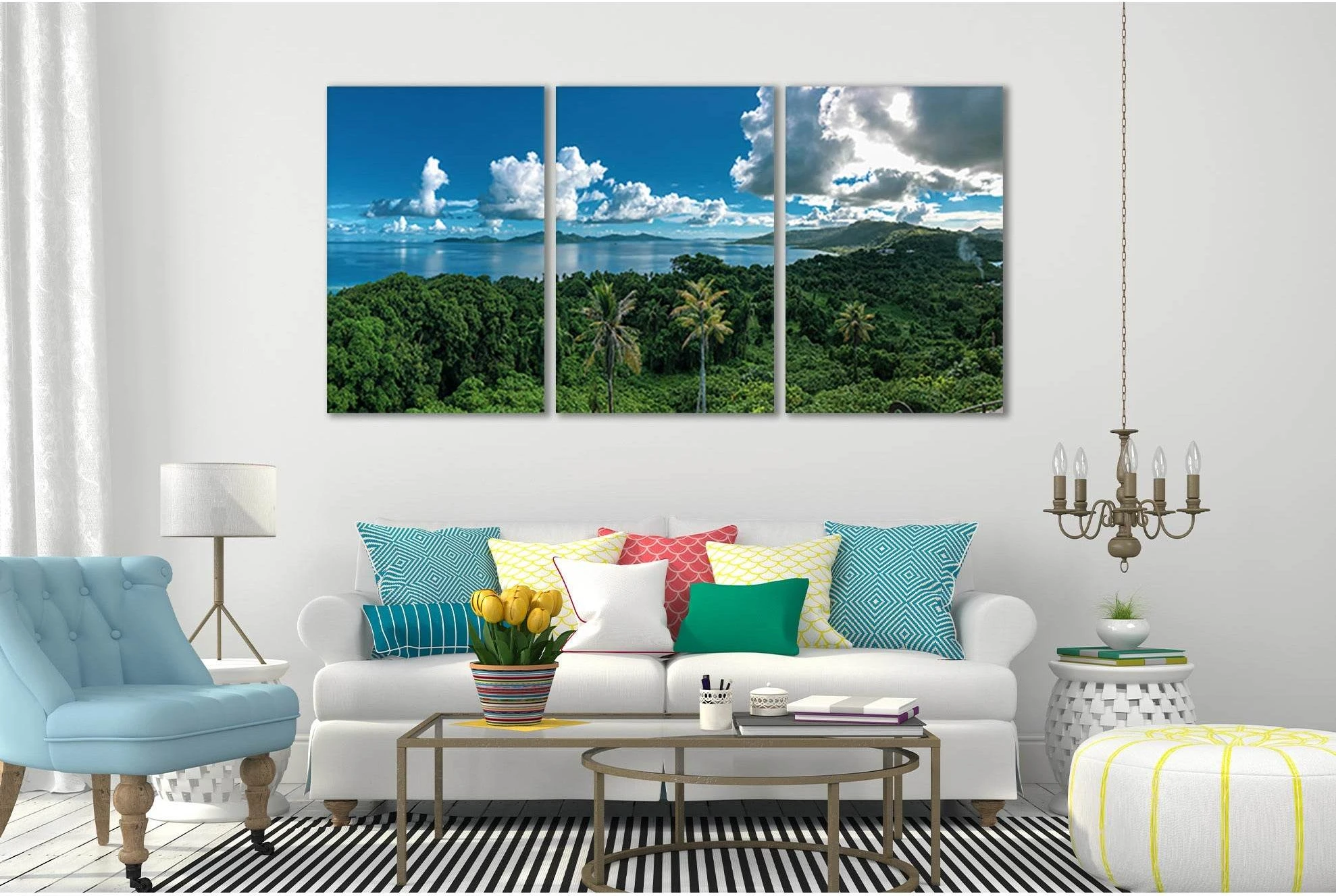 Tropical Island And Clouds №SL77 Ready to Hang Canvas Print - Zellart Canvas Prints 0new, ALL_Products, Beach Ocean & Waves