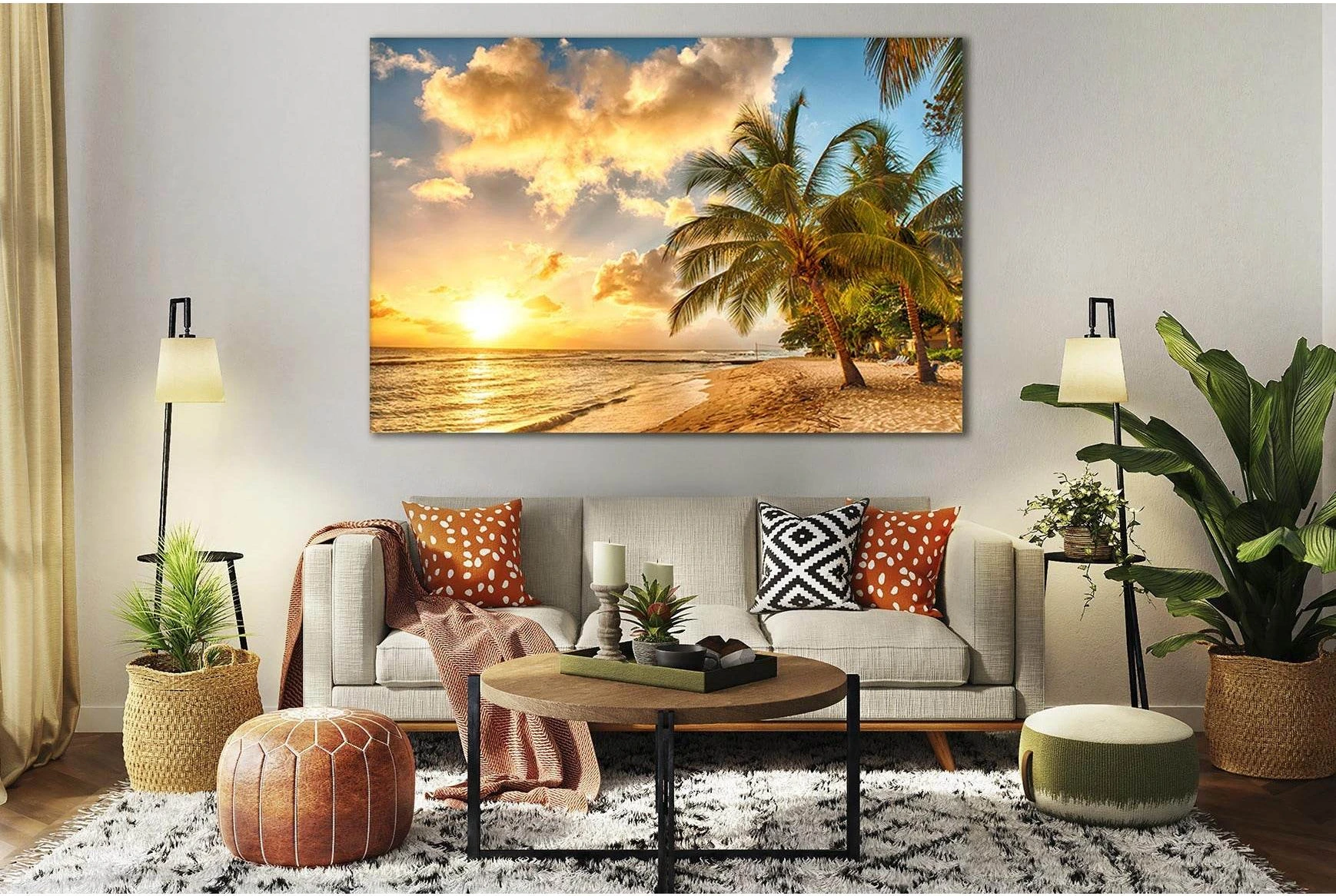 Tropics Coast Sunset №SL231 Ready to Hang Canvas Print - Zellart Canvas Prints 0new, ALL_Products, SUNRISE & SUNSET WALL ART