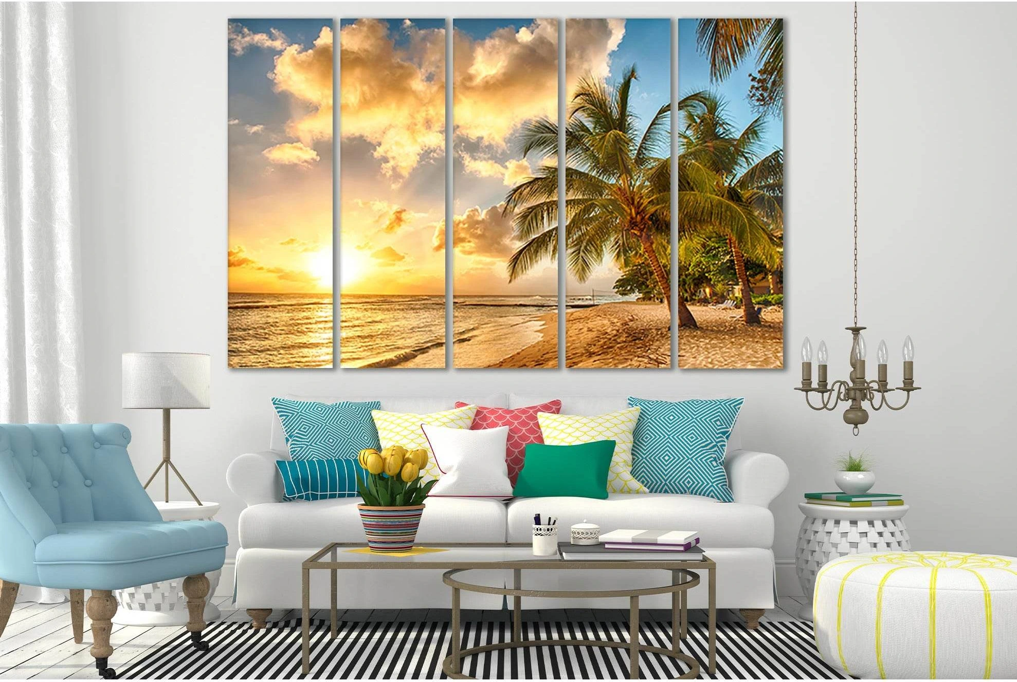 Tropics Coast Sunset №SL231 Ready to Hang Canvas Print - Zellart Canvas Prints 0new, ALL_Products, SUNRISE & SUNSET WALL ART