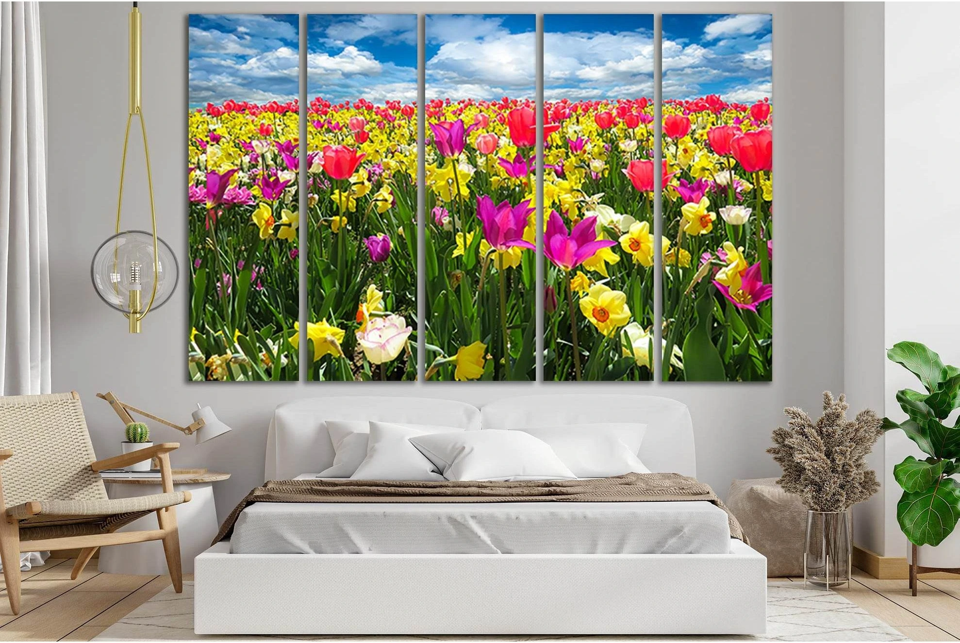 Tulip And Daffodil Field №SL687 Ready to Hang Canvas Print - Zellart Canvas Prints 0new, ALL_Products, Floral & Botanical Wall Art